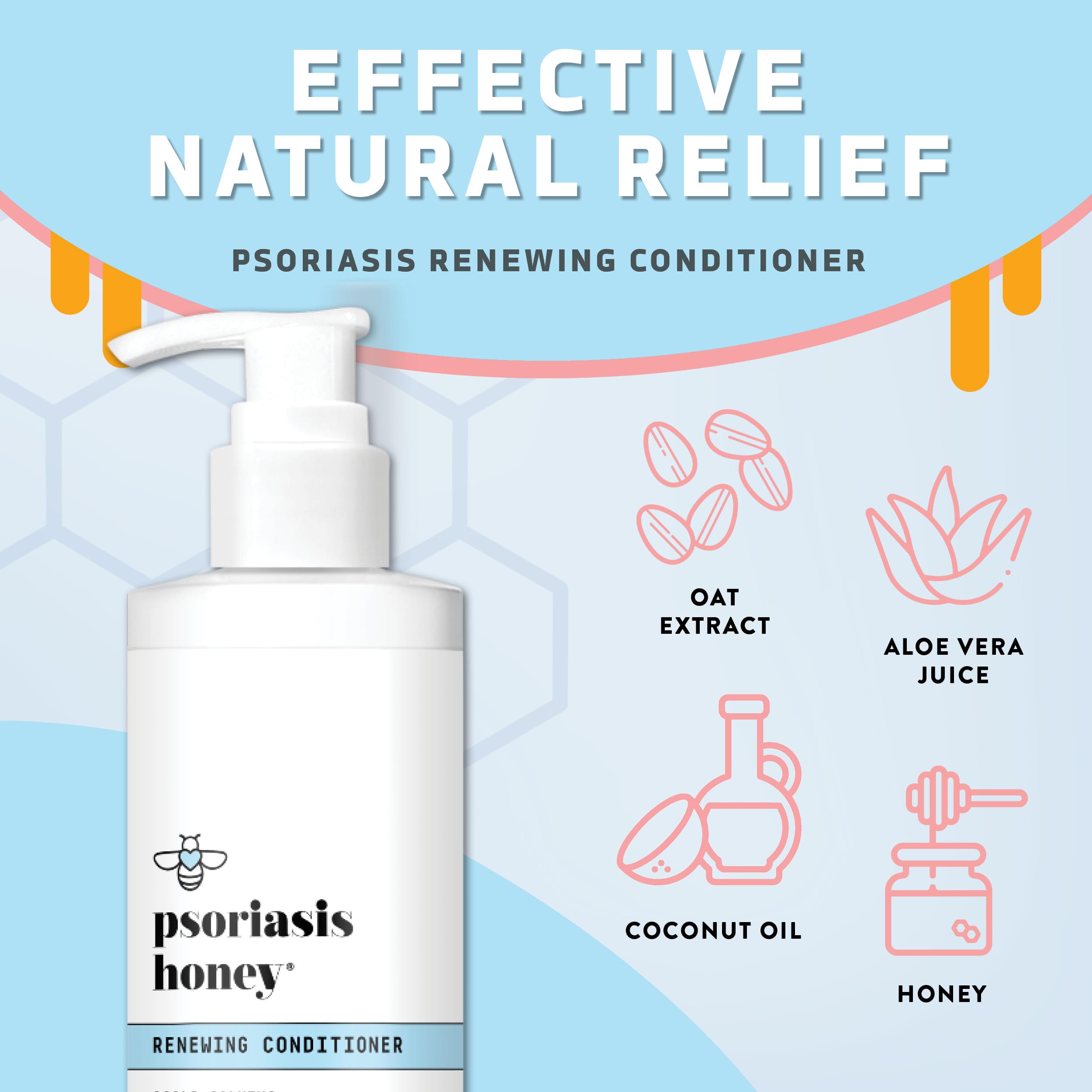 PSORIASIS HONEY Renewing Conditioner – Dry Scalp Hydration & Hair Renewal (8oz)