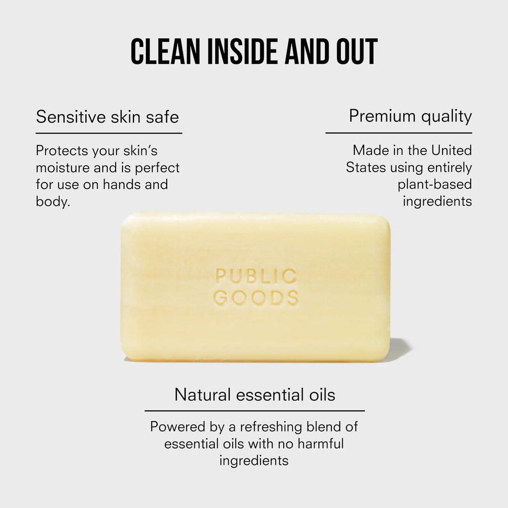 Public Goods 3-Pack Bar Soap for Sensitive Skin | Natural Essential Oils & 5 oz Bars | Vegan & Non-Toxic
