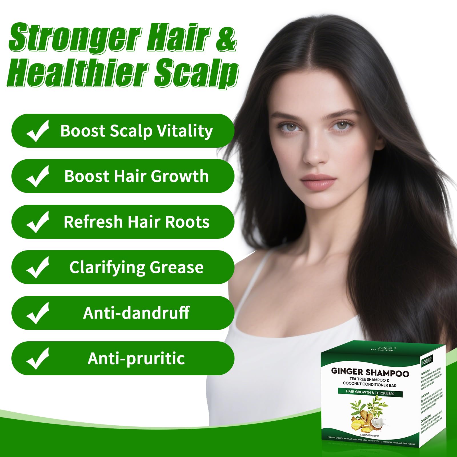Pubpok Ginger & Tea Tree Bar Shampoo & Conditioner – Anti-Hair Loss, Growth Support, Clarifying Cleanse