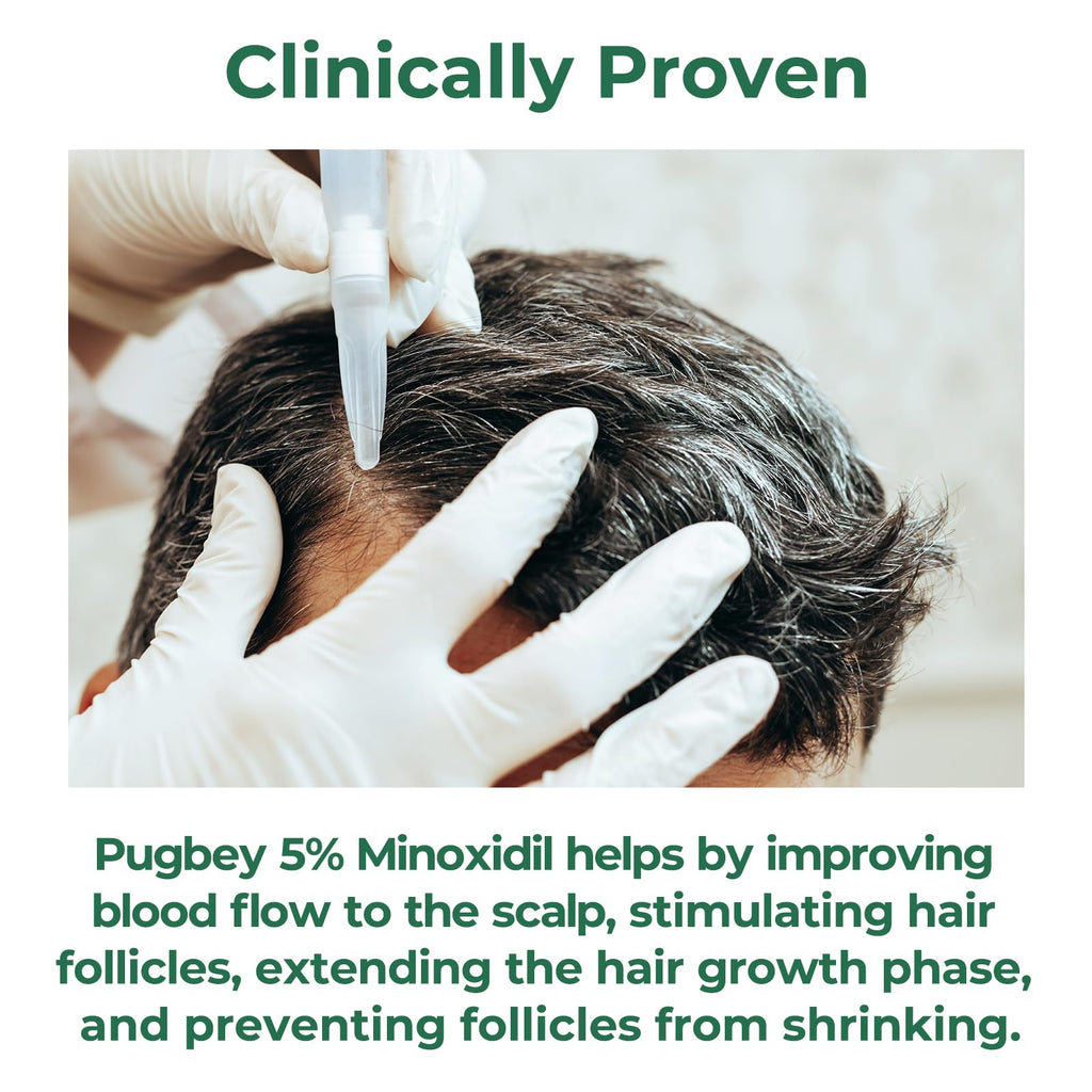 Pugbey 5% Minoxidil Spray for Hair Growth – Men & Women, Beard & Scalp, 3.38 oz (2 Month Supply)