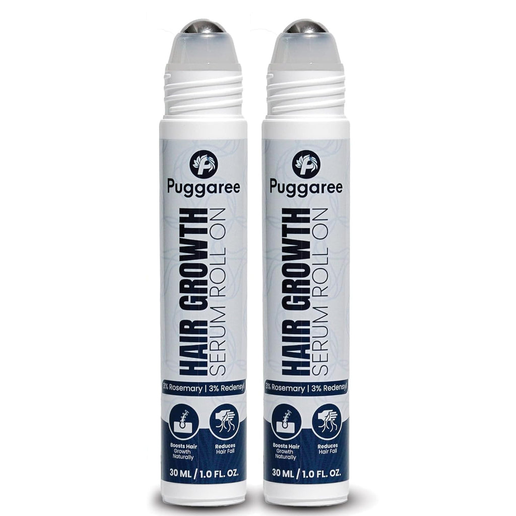 Rosemary Hair Growth Serum Roll-On 2-Pack – 3% Rosemary, 3% Redensyl, DHT-Blocking for Thicker, Fuller Hair | Puggaree