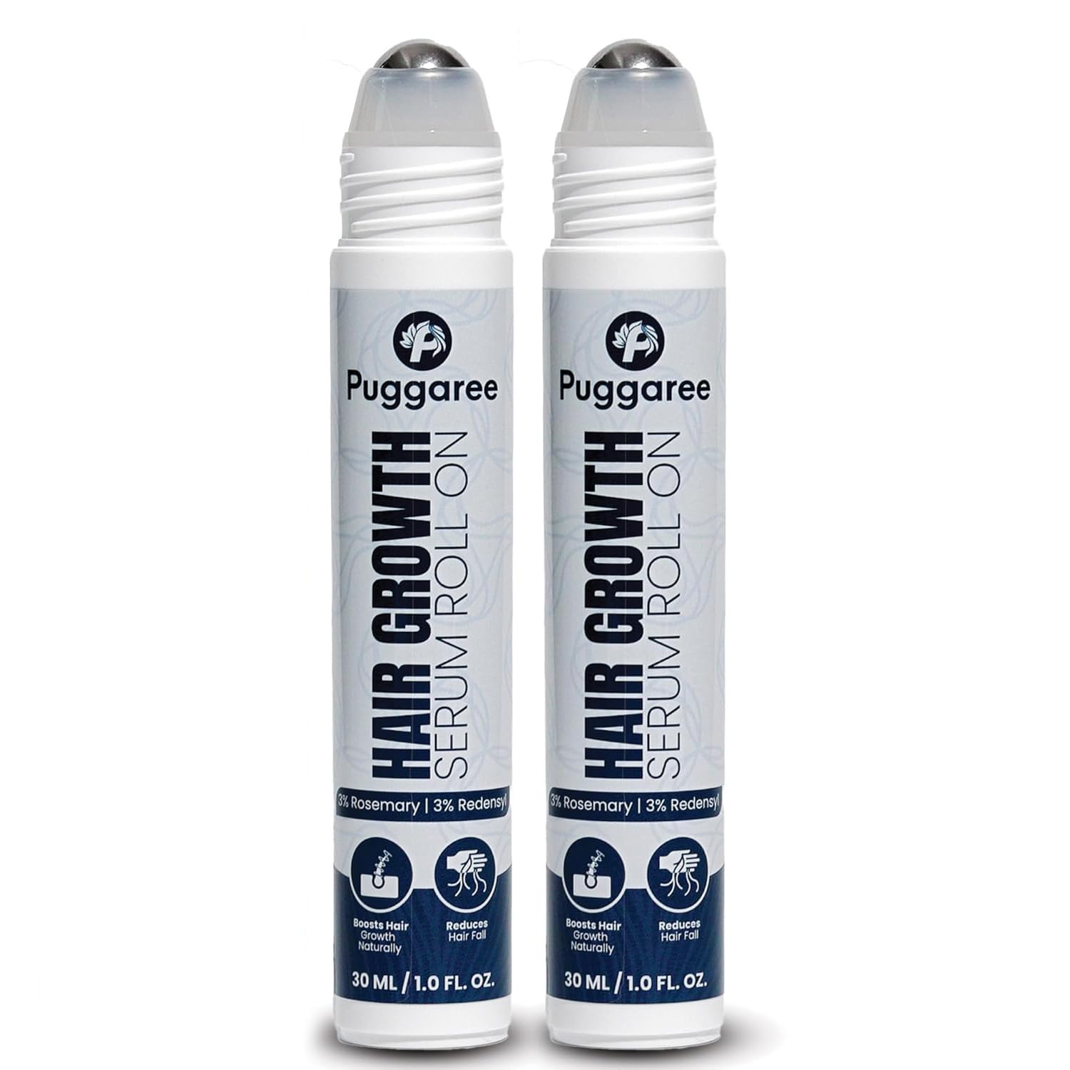 Rosemary Hair Growth Serum Roll-On 2-Pack – 3% Rosemary, 3% Redensyl, DHT-Blocking for Thicker, Fuller Hair | Puggaree