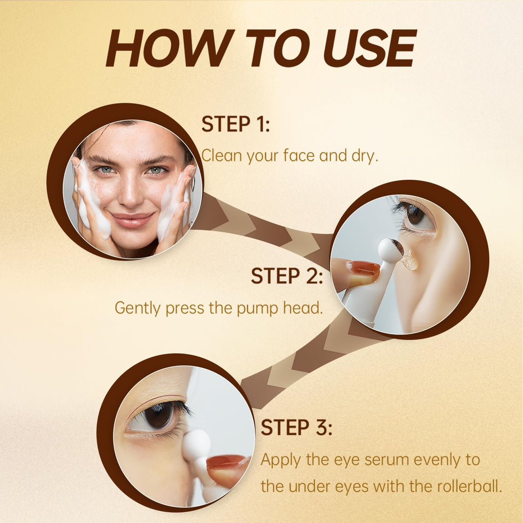PUILOG 5% Caffeine Eye Cream – 360° Cryo Roller for Puffy Eyes & Dark Circles (15ml)