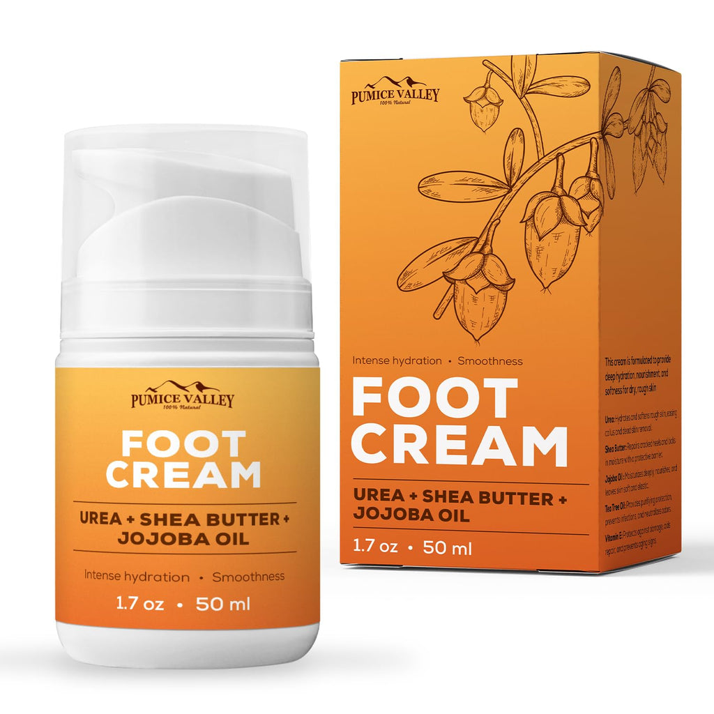 Pumice Valley Foot Cream for Dry, Cracked Heels – Natural Moisturizer with Urea & Shea Butter