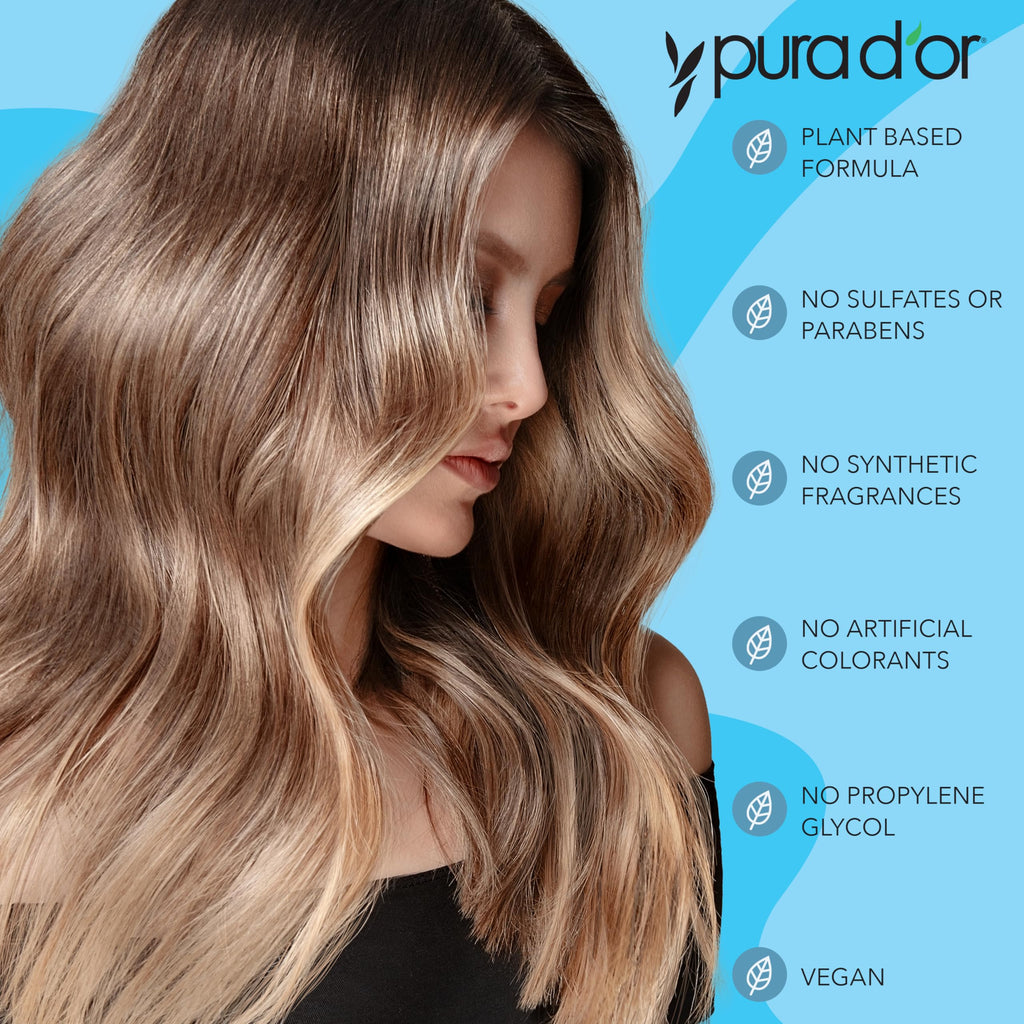 PURA D'OR Hair Thinning Therapy Shampoo & Conditioner Set – Biotin, Color Safe, 16 oz x 2