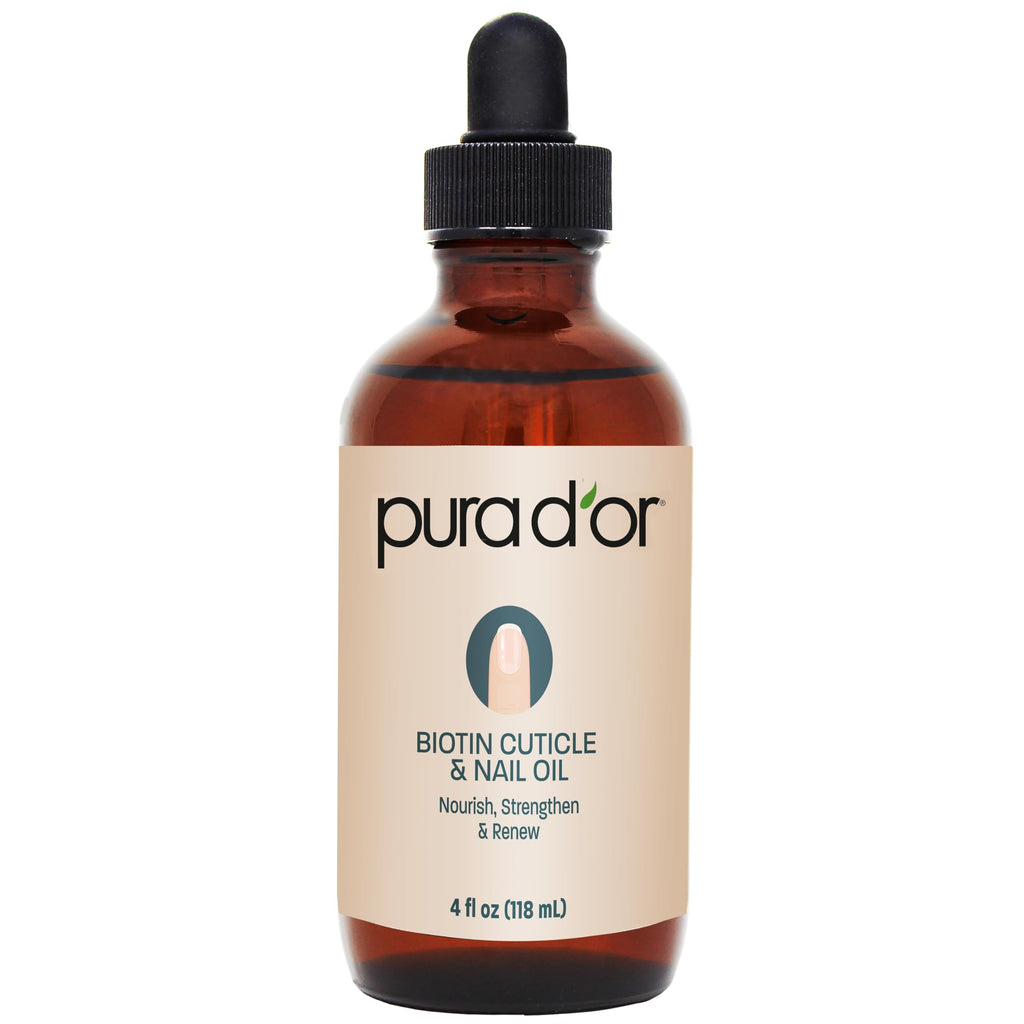 PURA D'OR 4 Oz Nail & Cuticle Oil — Biotin, Vitamin E Nourishing Treatment