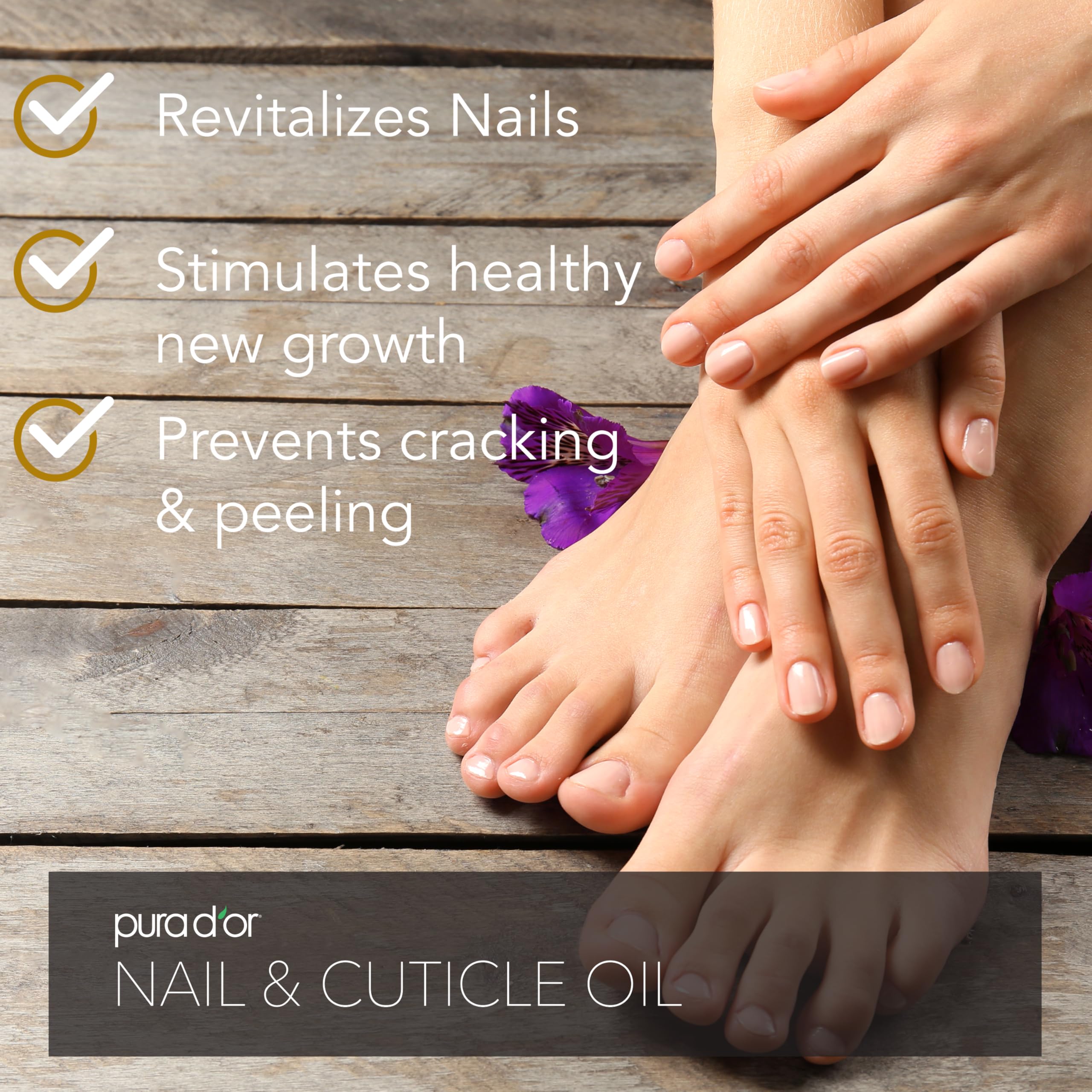 PURA D'OR 4 Oz Nail & Cuticle Oil — Biotin, Vitamin E Nourishing Treatment