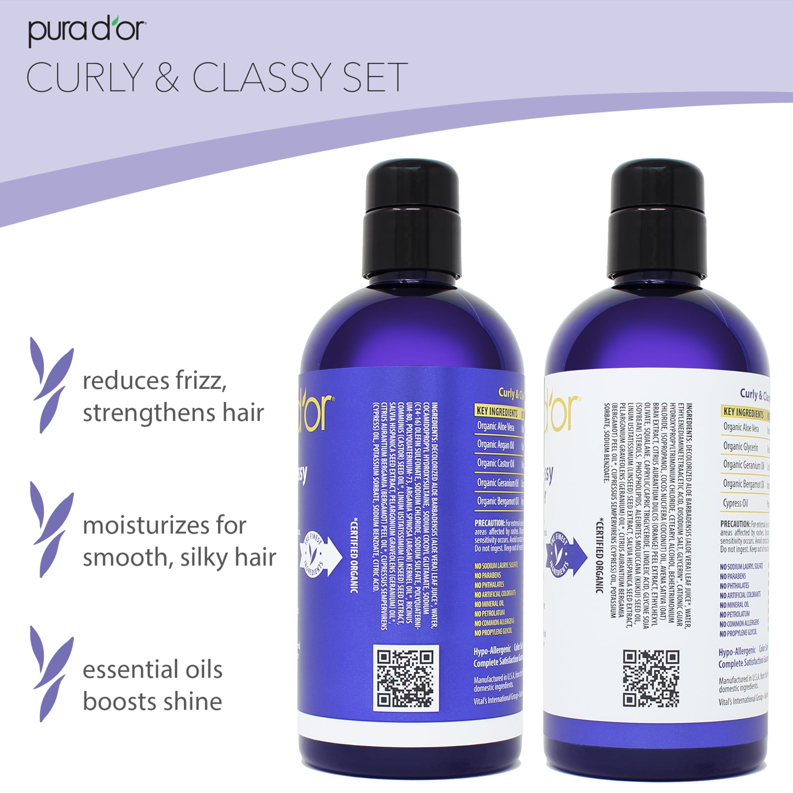 PURA D'OR Curly & Classy Hydrating Conditioner 16oz – Definition & Bounce