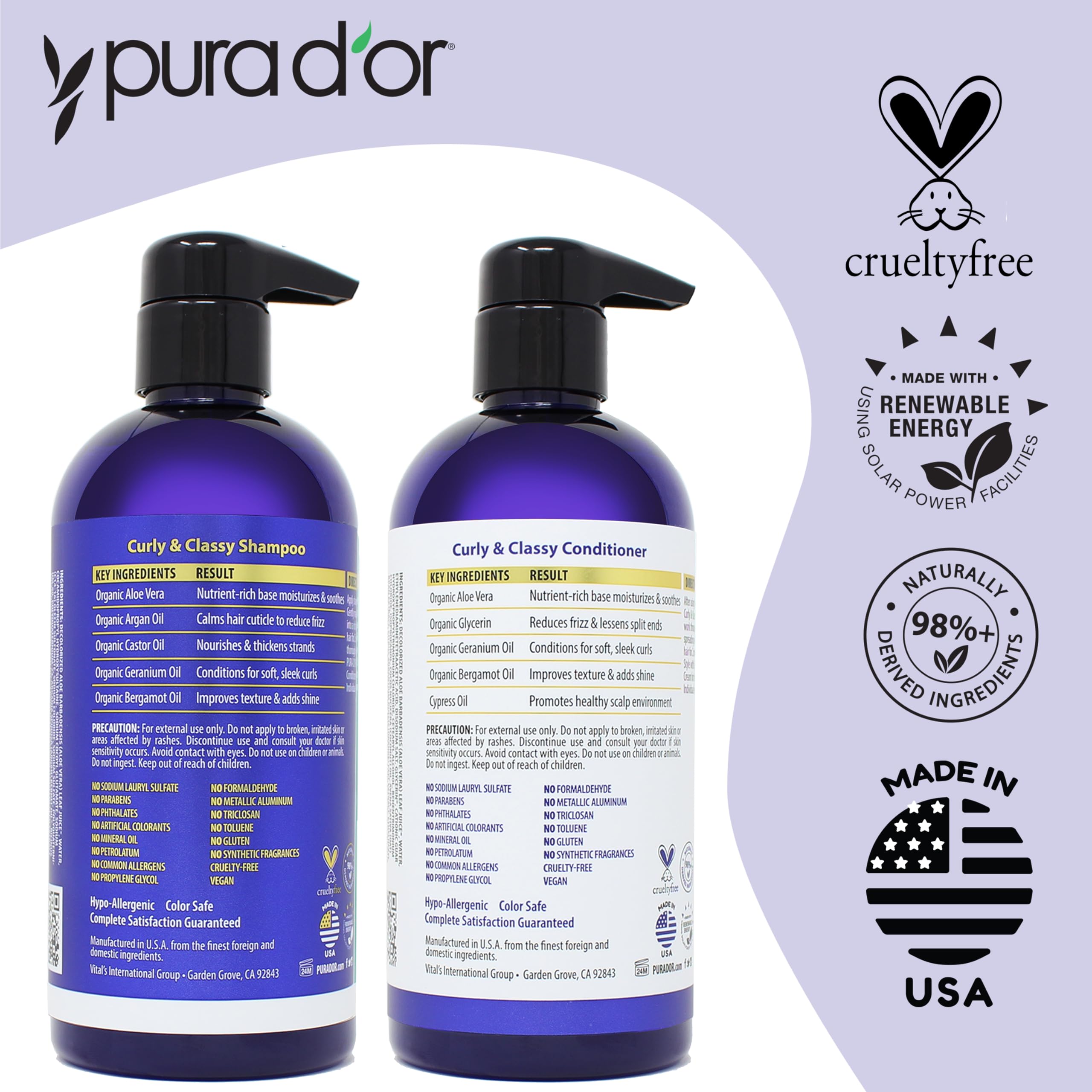 PURA D'OR Curly & Classy Hydrating Conditioner 16oz – Definition & Bounce