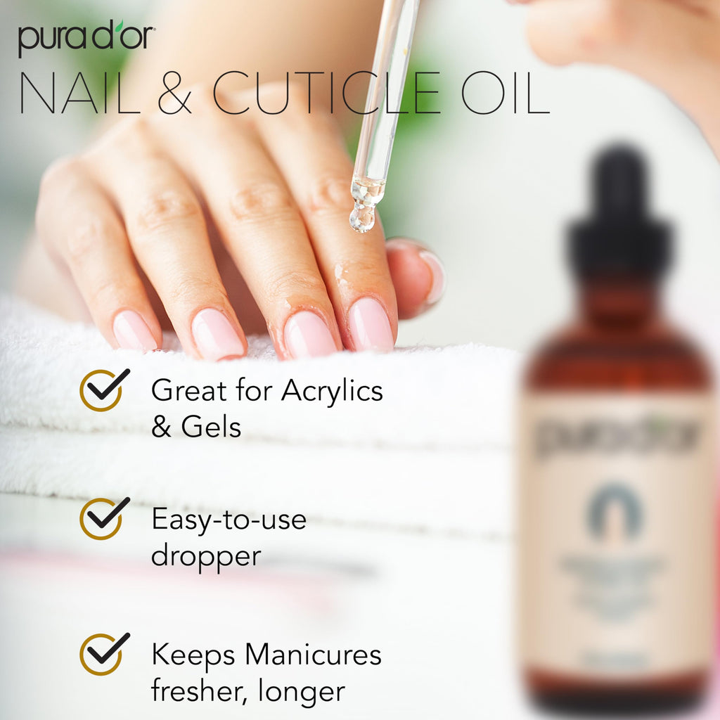 PURA D'OR 4 Oz Nail & Cuticle Oil — Biotin, Vitamin E Nourishing Treatment