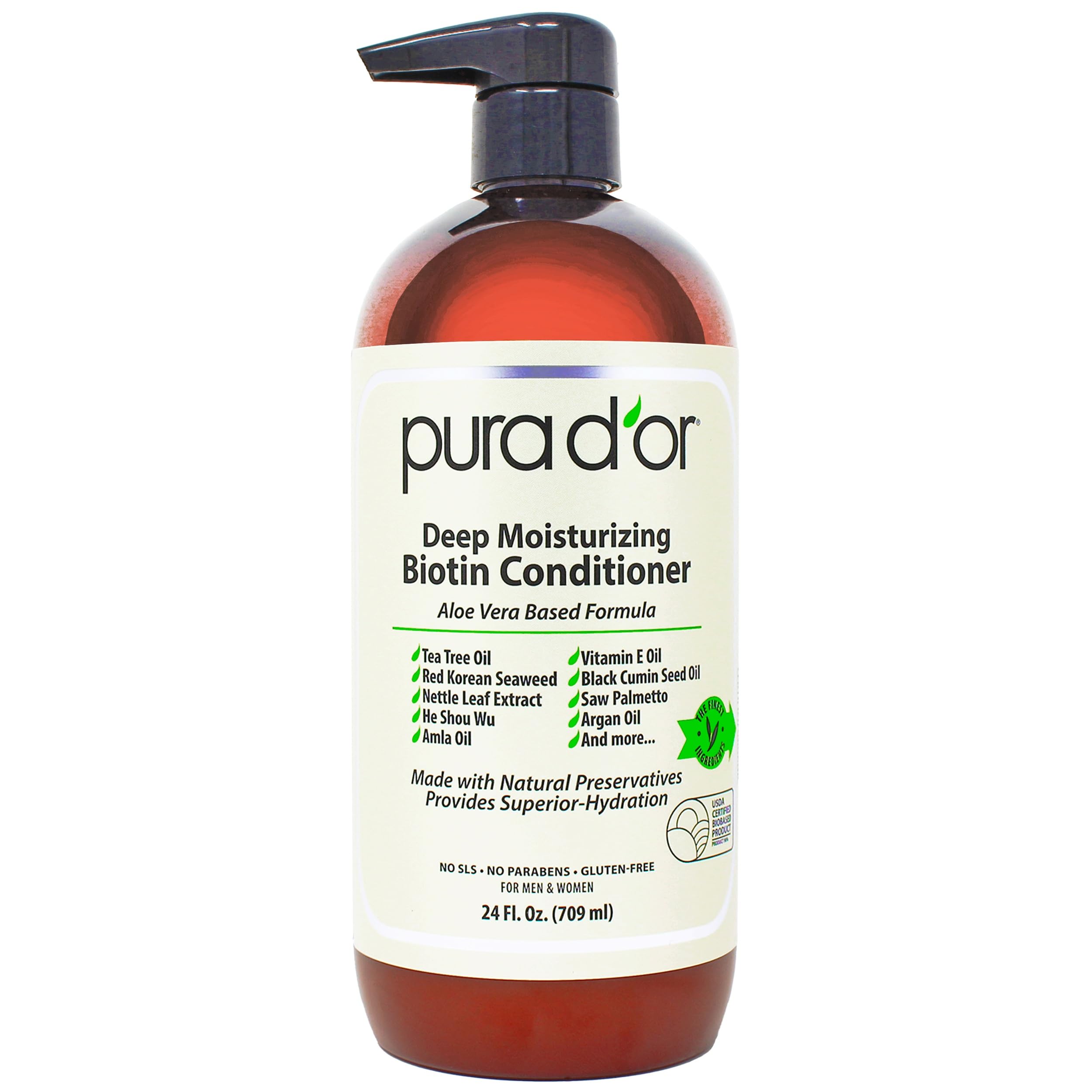 PURA D'OR Deep Moisturizing Biotin Conditioner – Thickens & Softens Hair, 24oz