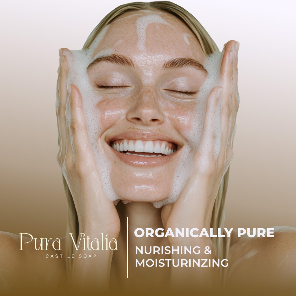 Pura Vitalia Peppermint Organic Castile Soap | Gentle Body Wash for Face & Hands | Palm Oil Free & Vegan | 32 oz