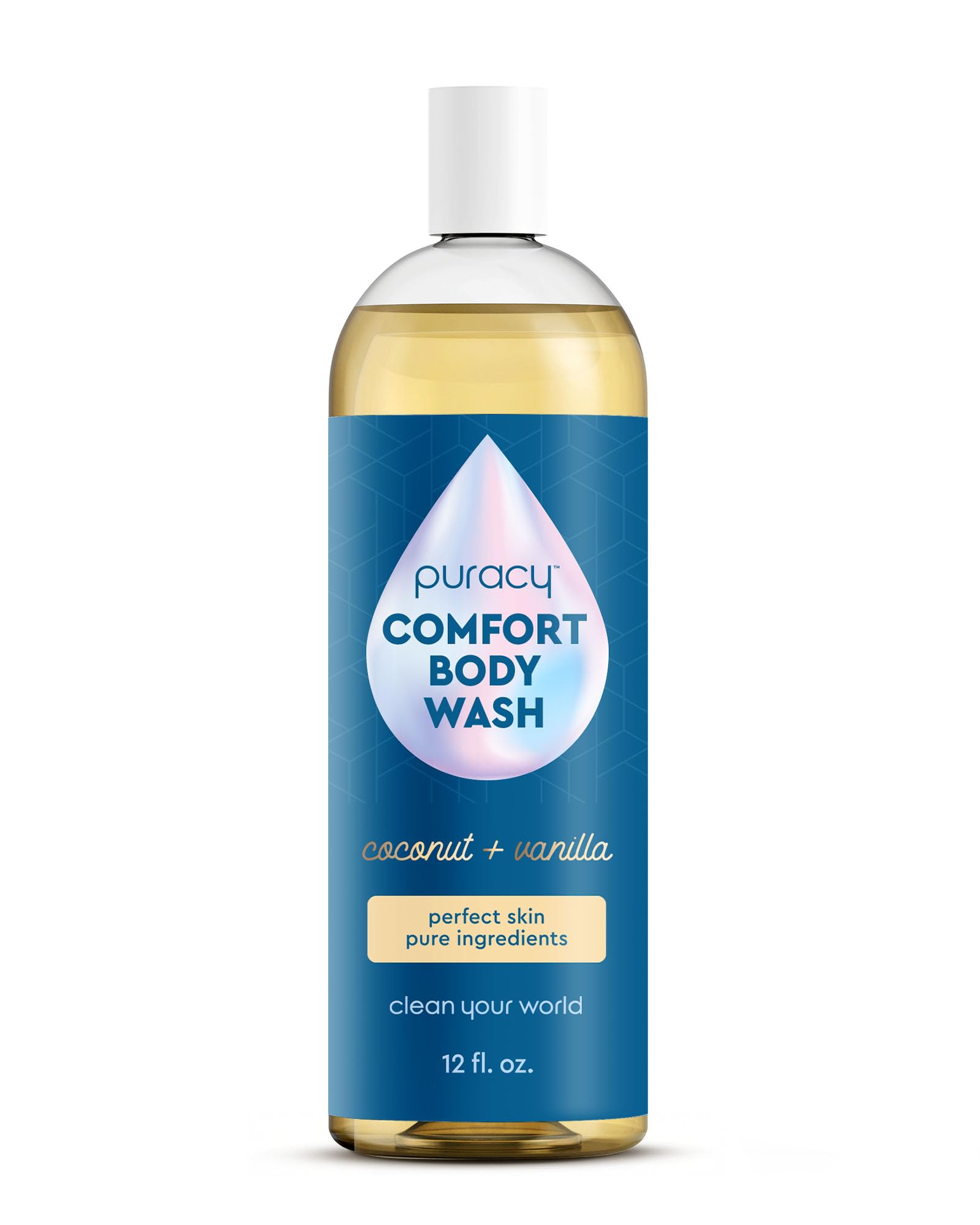 Puracy Body Wash – Natural Plant-Based Moisturizing Shower Gel for Dry Skin | Coconut Vanilla (12 oz)