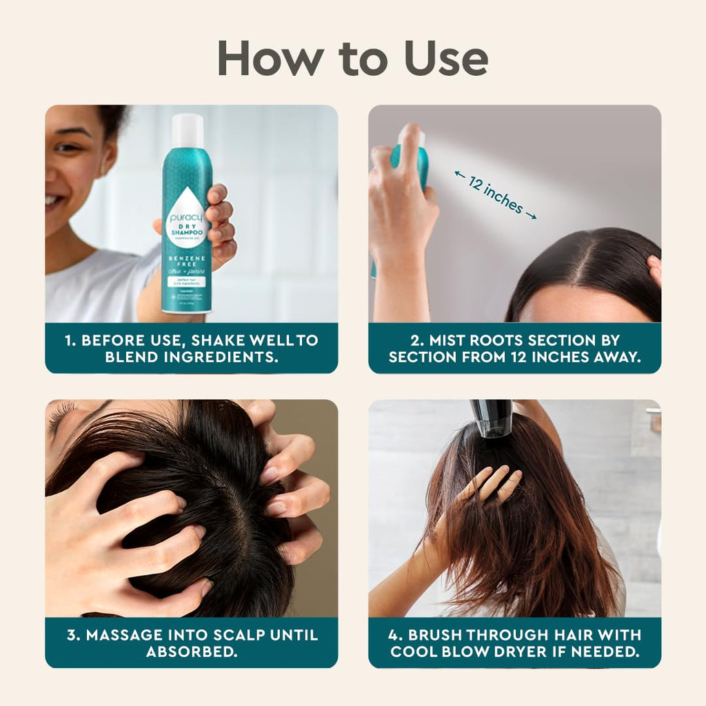 Puracy Natural Dry Shampoo for Women – Plant-Powered, Benzene-Free, Oil-Absorbing (Citrus & Jasmine, 6 oz) | As Seen on TikTok