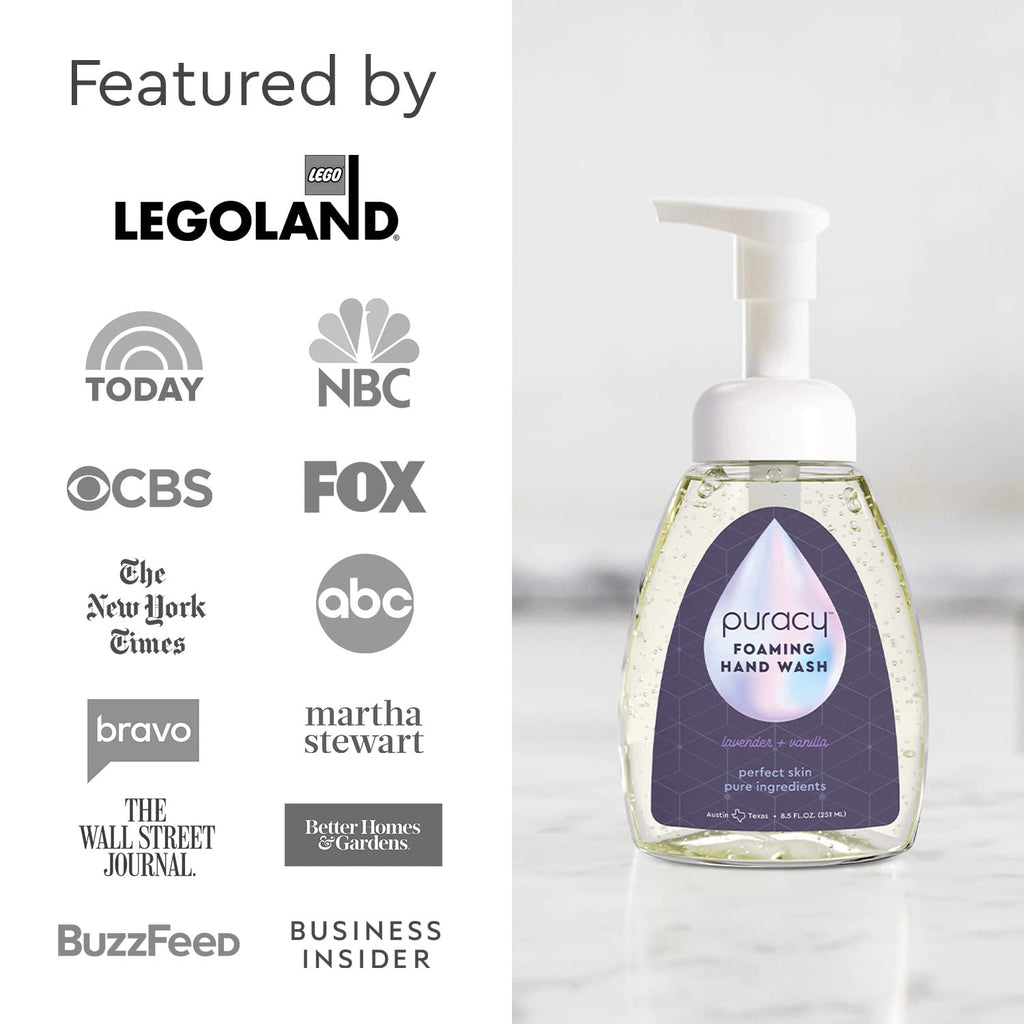 Puracy Foaming Hand Soap - Lavender & Vanilla | Plant-Powered Non-Toxic 3-Pack (12 fl oz each)