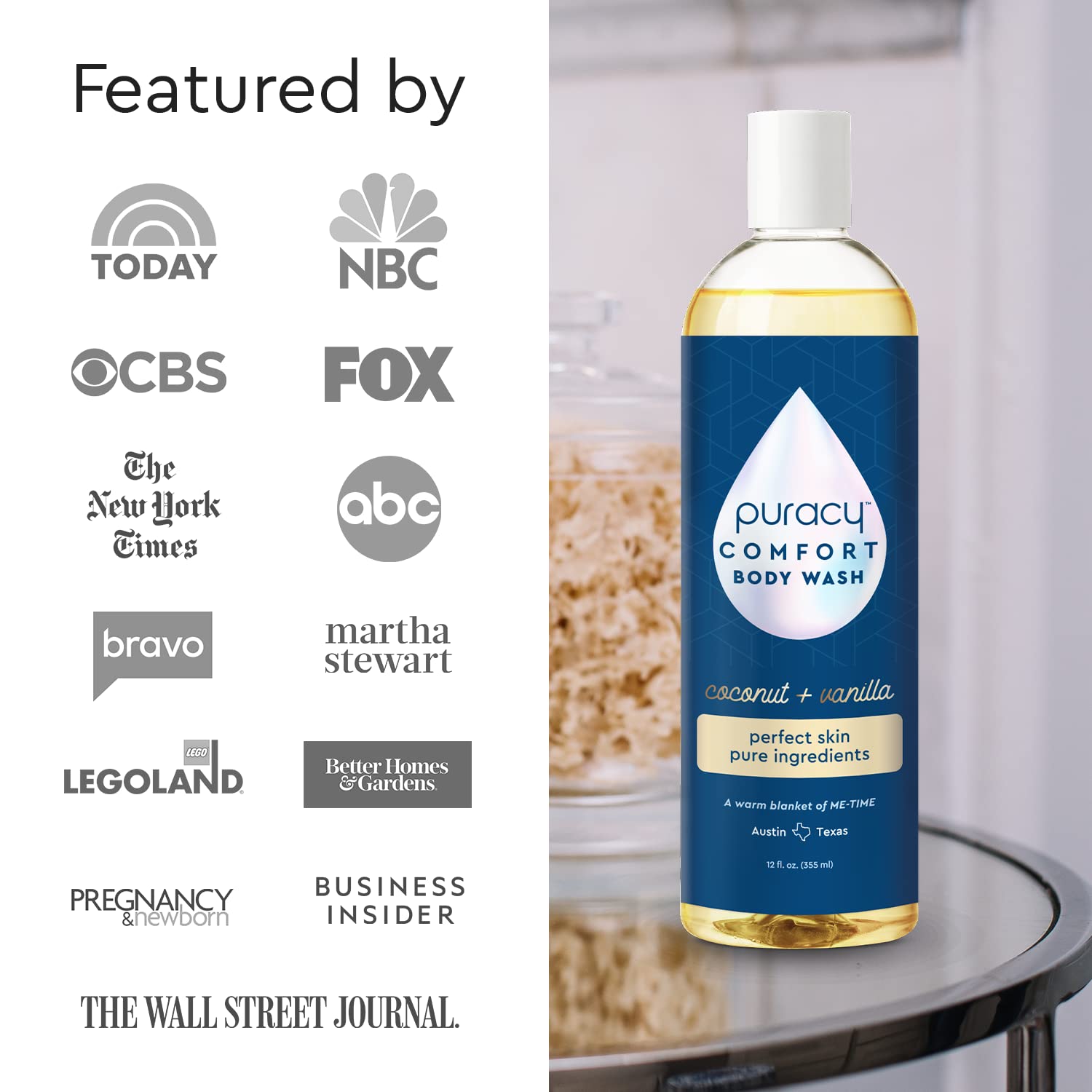 Puracy Natural Body Wash – 2pk (12 fl oz) for Sensitive Skin