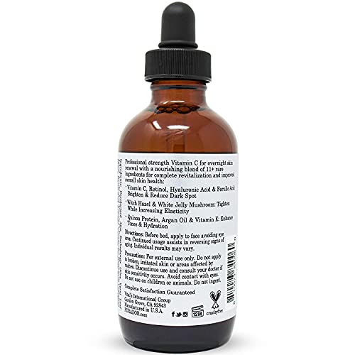 PURA D'OR 25% Vitamin C Serum + 0.25mm Derma Roller Set | Hyaluronic Acid & Retinol Skin Care Kit