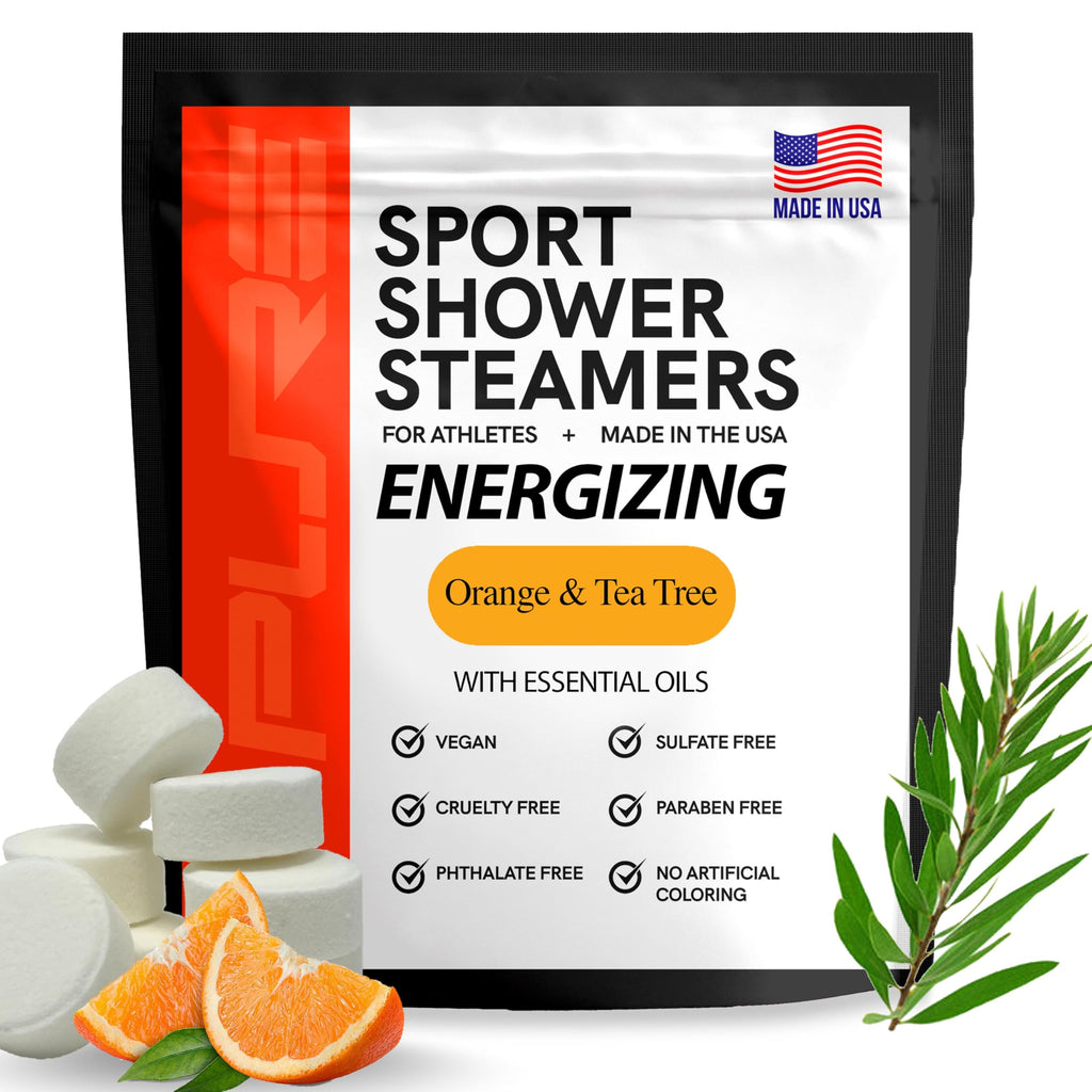Pure Athlete Energizing Sport Shower Steamers – Orange & Tea Tree, Made in USA