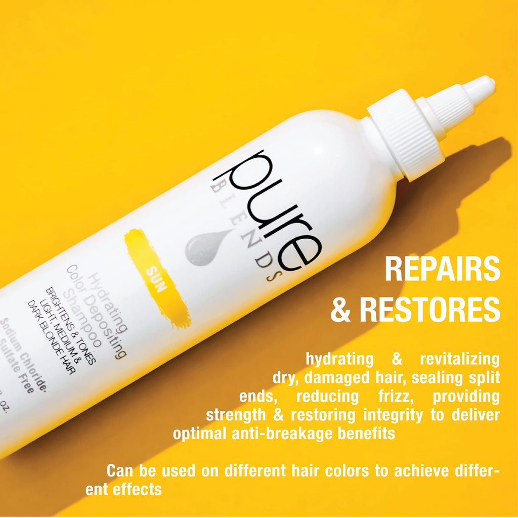 Pure Blends Sun Hydrating Color Depositing Shampoo | Brighten & Tone Color-Treated Hair (8.5 oz)