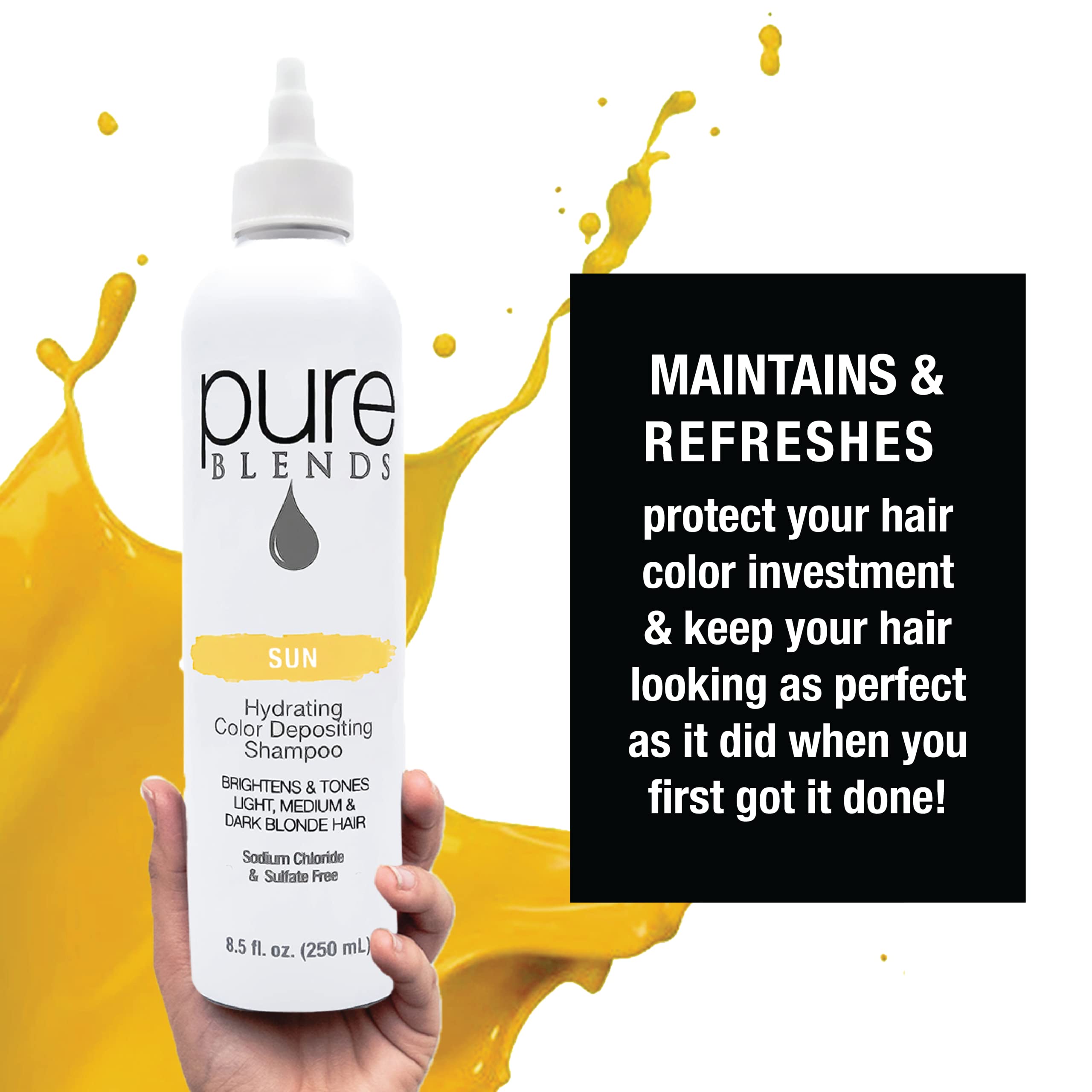 Pure Blends Sun Hydrating Color Depositing Shampoo | Brighten & Tone Color-Treated Hair (8.5 oz)