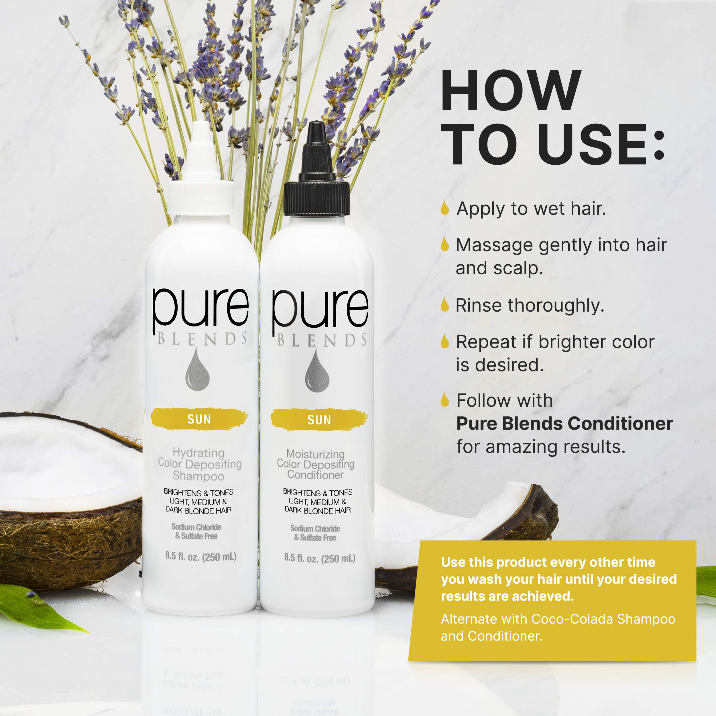 Pure Blends Sun Hydrating Color Depositing Shampoo | Brighten & Tone Color-Treated Hair (8.5 oz)