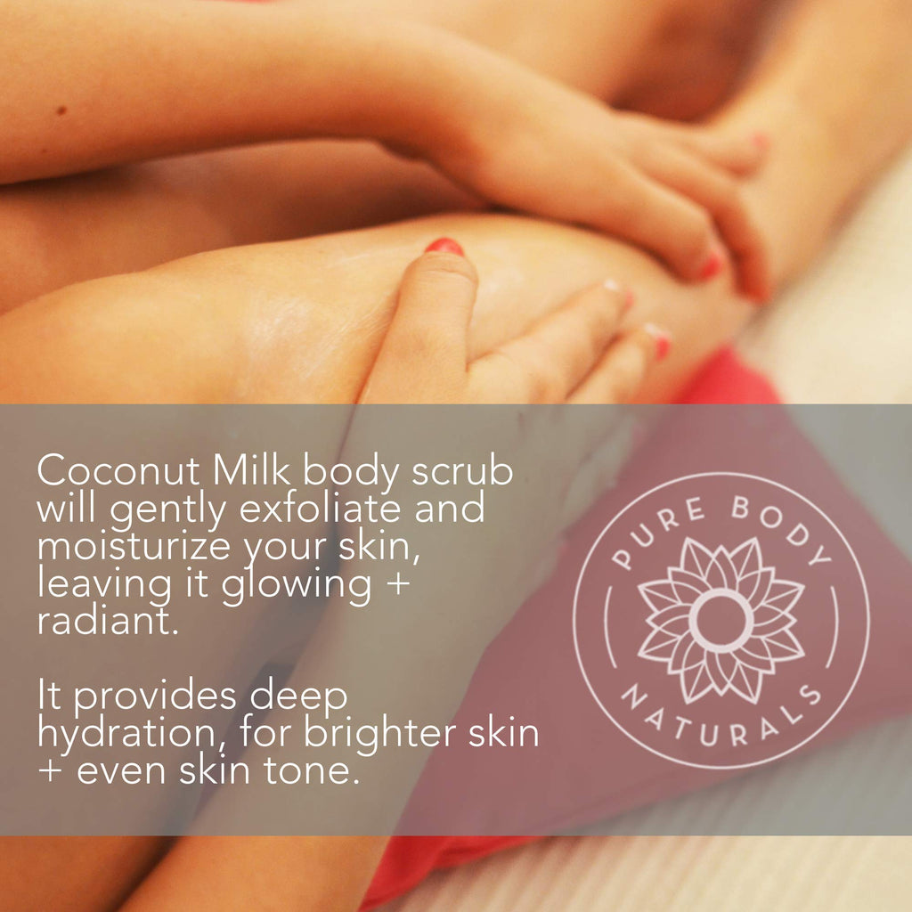 Pure Body Naturals Exfoliating Scrub with Coconut Milk & Dead Sea Salt – 12 oz
