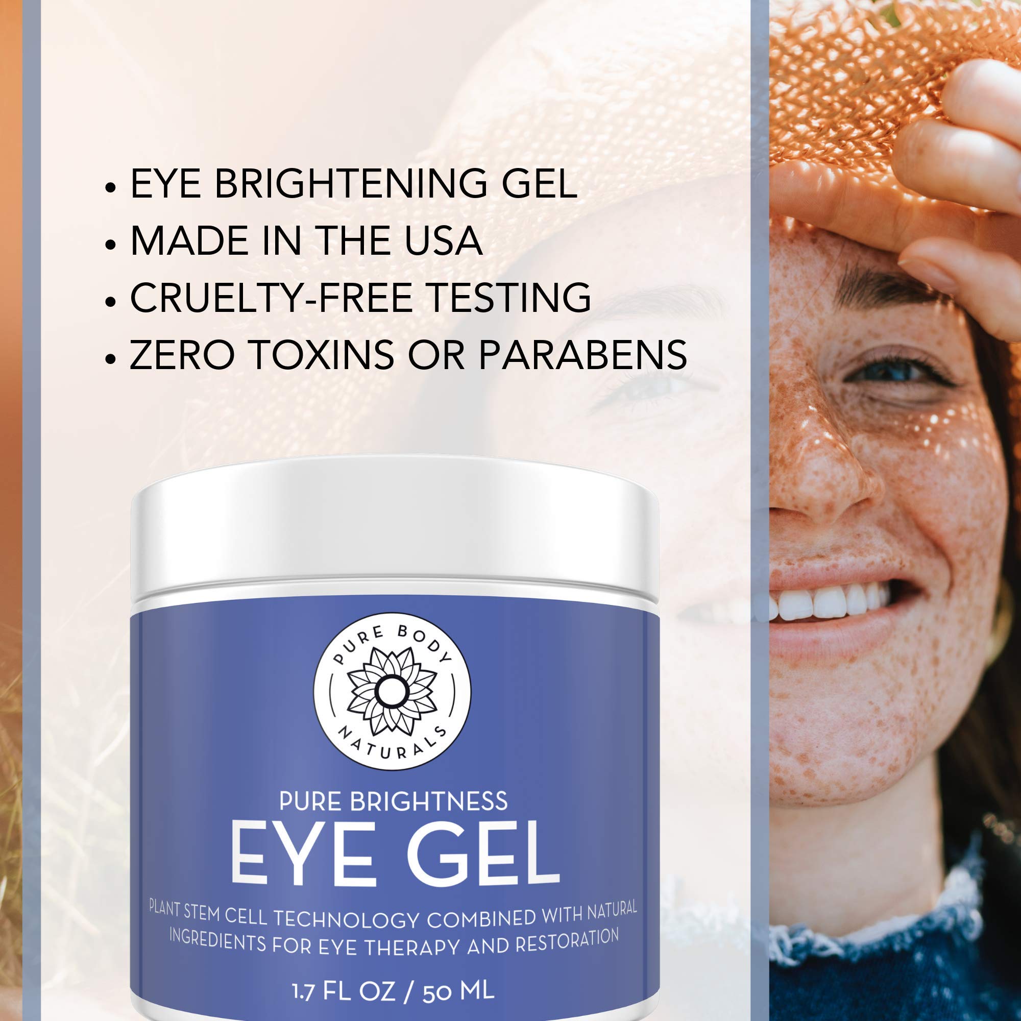 Pure Body Naturals Age-Defying Eye Gel – Hydrating Under-Eye Treatment, 1.7 oz (Pack of 2)