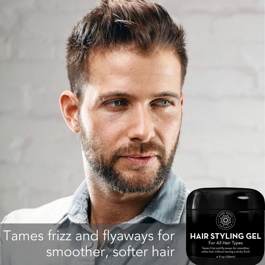 Pure Body Naturals Hair Gel for Men – 4 oz, Pack of 2 with Aloe