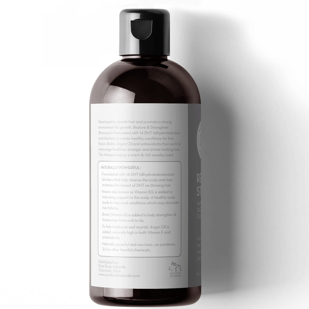 Pure Body Naturals Hair Loss Shampoo – 16oz, DHT-Blocker for Thinning Hair (Pack of 2)
