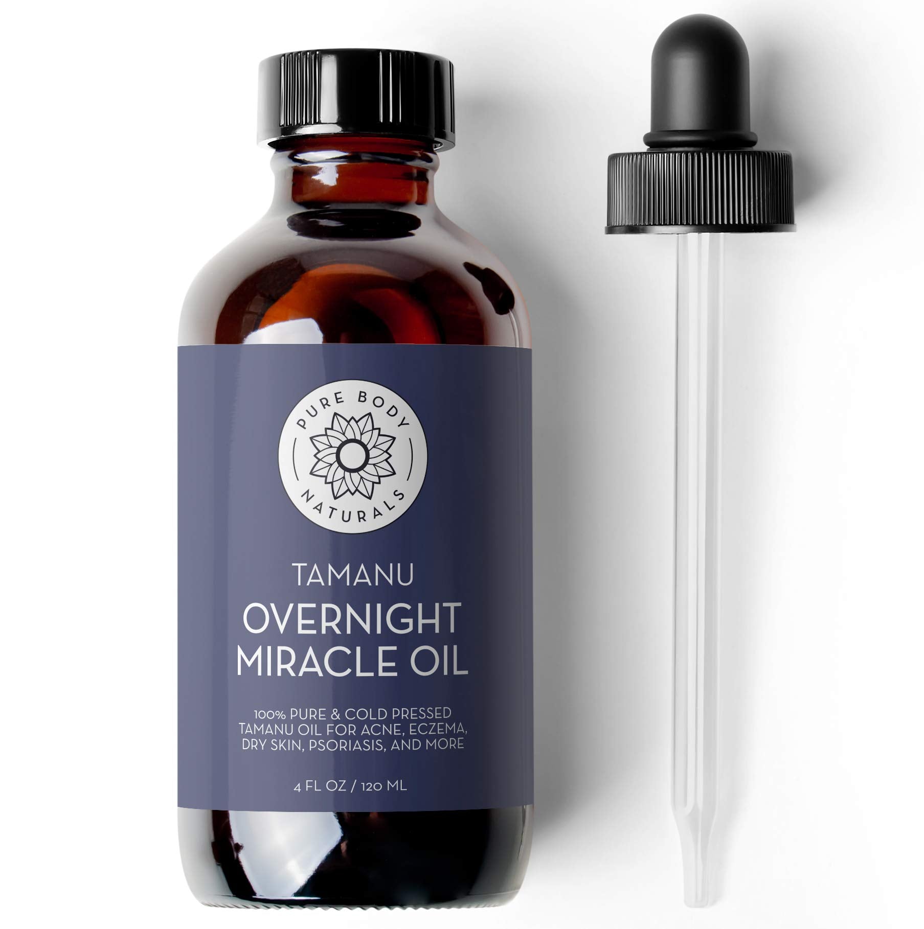 Pure Body Naturals Tamanu Oil Cold Pressed 4 oz Calms Irritated Skin