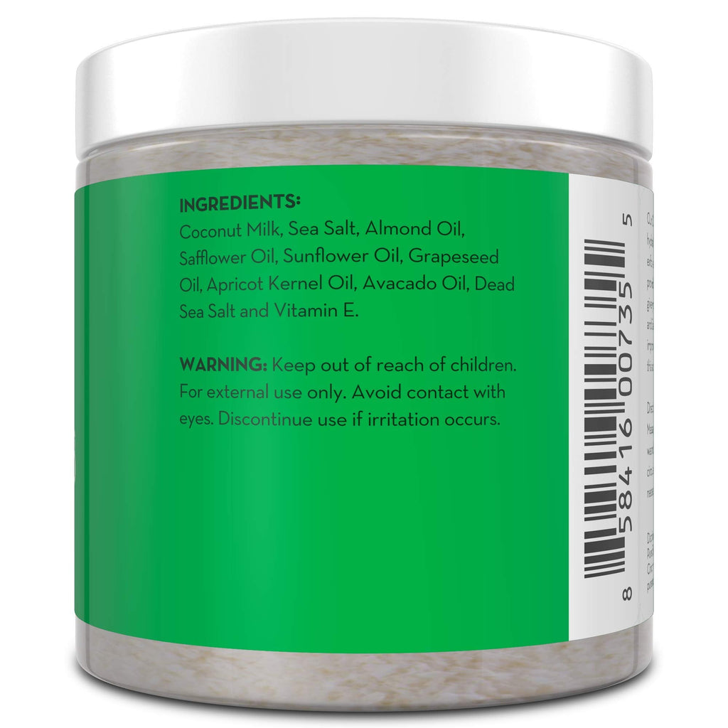 Pure Body Naturals Exfoliating Scrub with Coconut Milk & Dead Sea Salt – 12 oz
