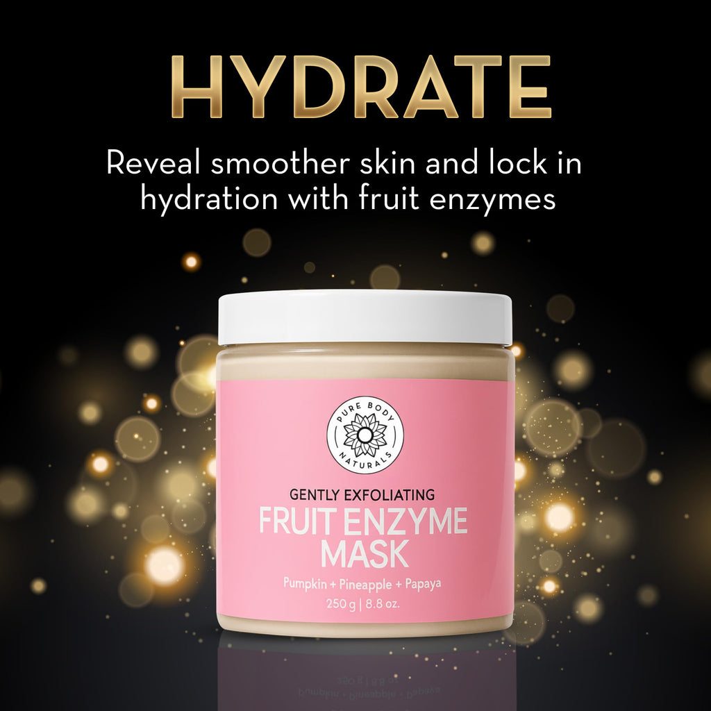 Pure Body Naturals 3-Piece Face Mask Gift Set for Women – Bentonite, Dead Sea Mud & Fruit Enzyme Masks