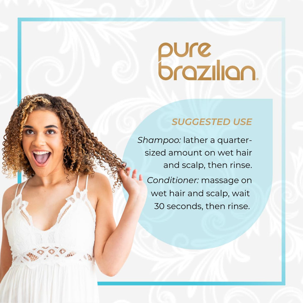 Pure Brazilian Anti-Frizz Daily Shampoo & Conditioner – Salt-Free, Color Safe, Keratin & Argan Oil – 1L