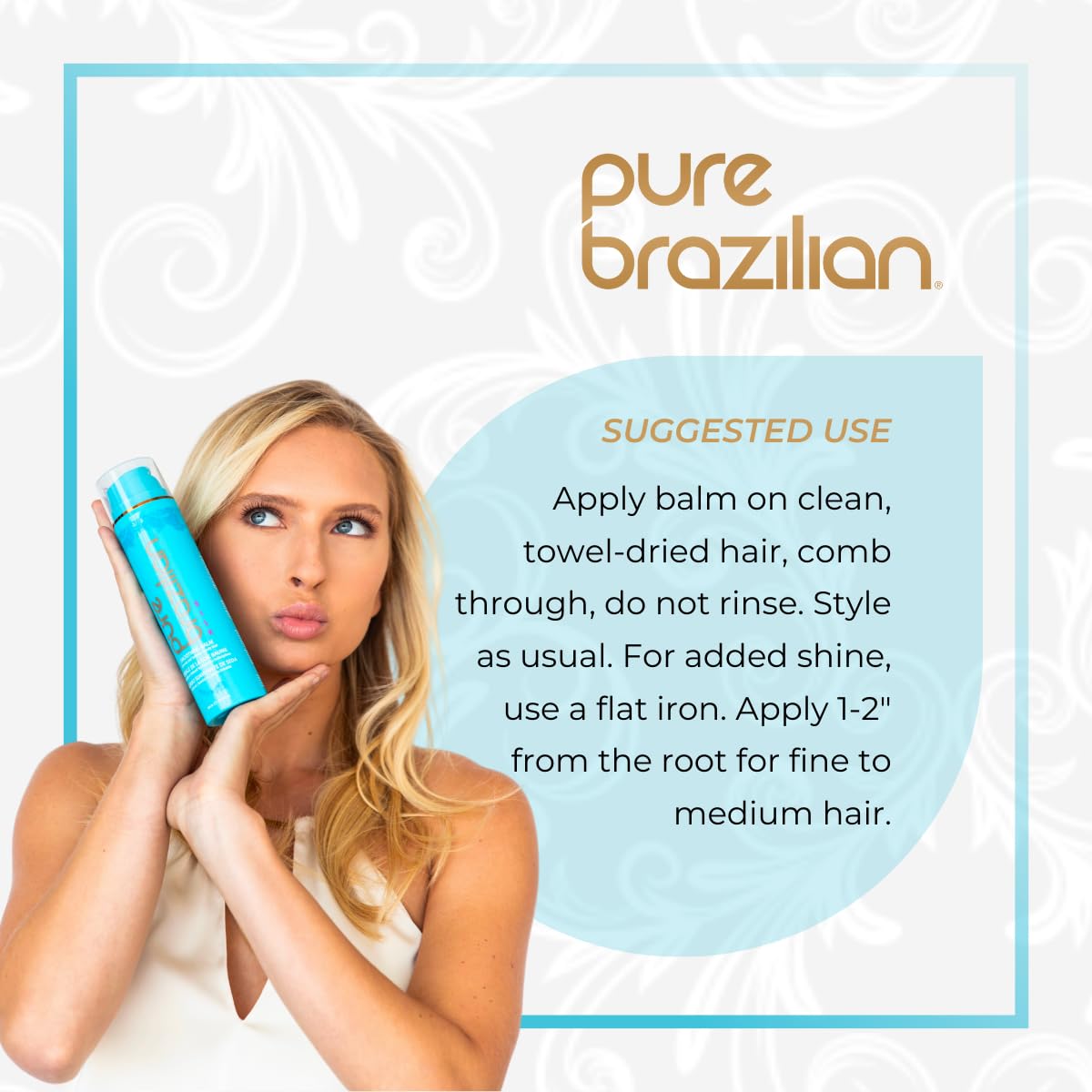 Pure Brazilian Silk Smoothing Balm with Keratin, Coconut Oil, Anti-Frizz – 6.78 Oz