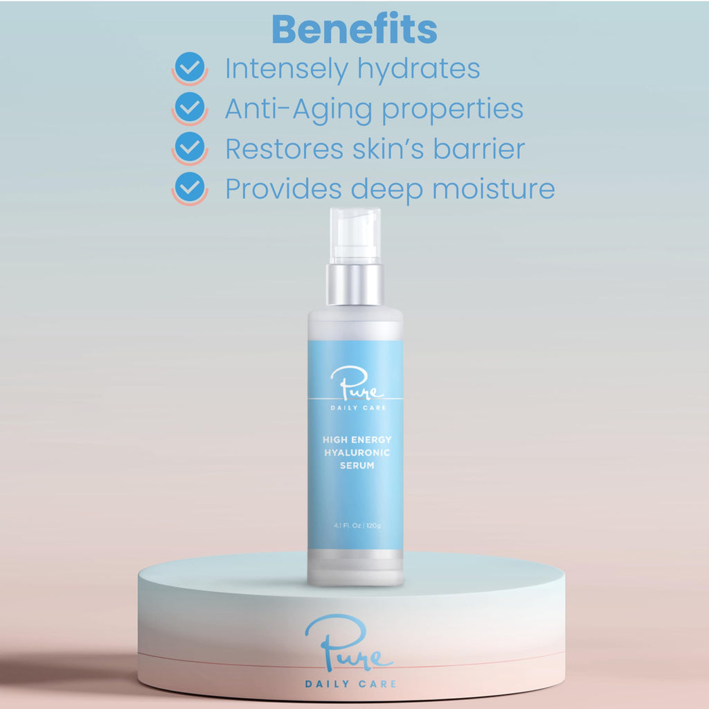 Pure Daily Care High Energy Hyaluronic Serum — Hydrating Clinical-Grade Hyaluronic Acid (4 fl oz)