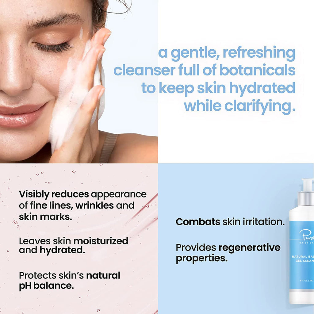 Pure Daily Care Natural Balance Gel Cleanser (8 Oz) | Gentle, Refreshing Clean Beauty Daily Cleanser