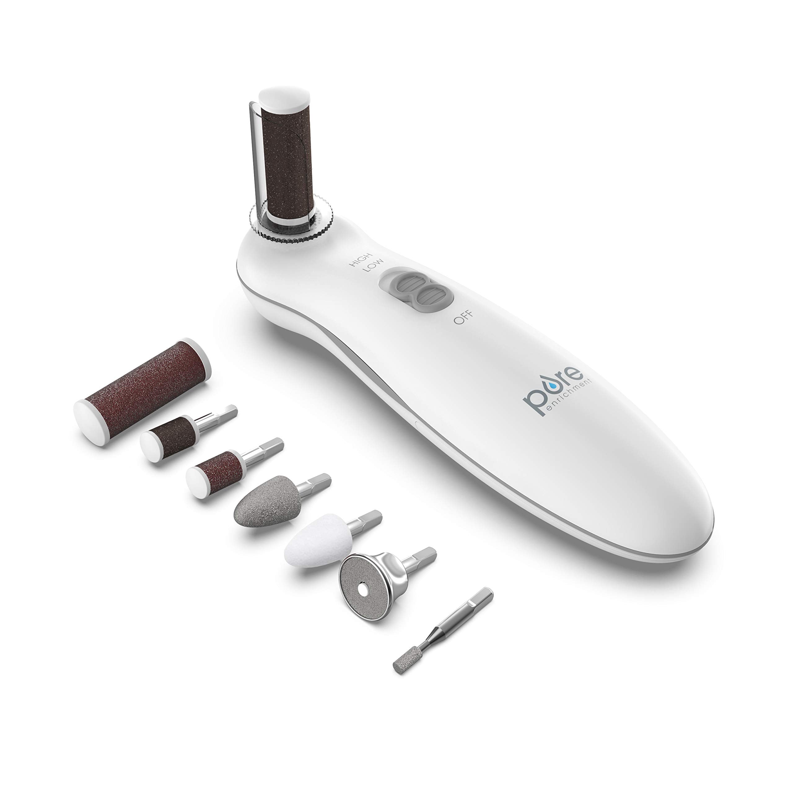Pure Enrichment PurePedi Deluxe 10-Piece Pedicure Set | Cordless Nail File, Drill & Callus Remover