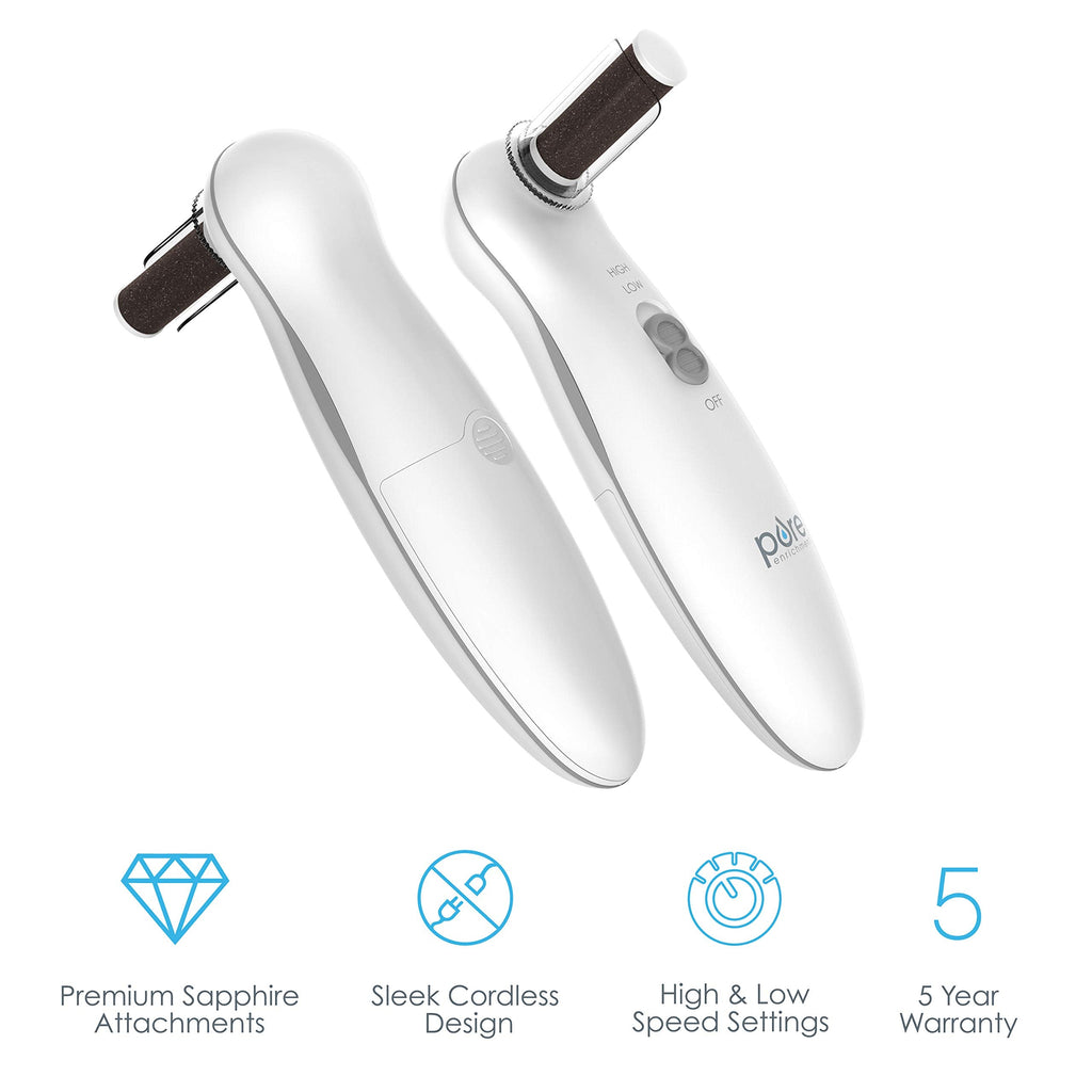 Pure Enrichment PurePedi Deluxe 10-Piece Pedicure Set | Cordless Nail File, Drill & Callus Remover