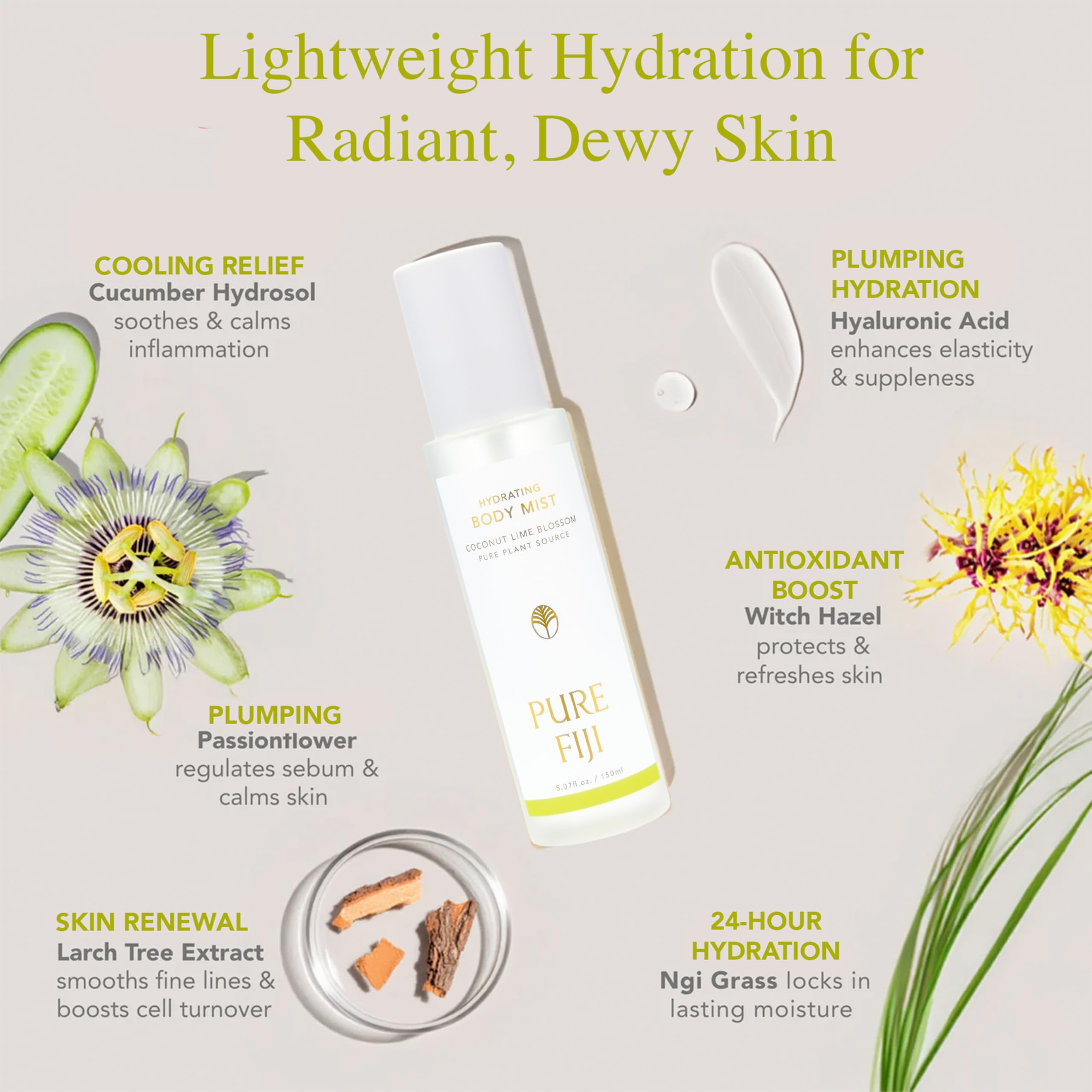 PURE FIJI Hydrating Body Mist Coconut Lime Blossom – 5 oz / 150 ml