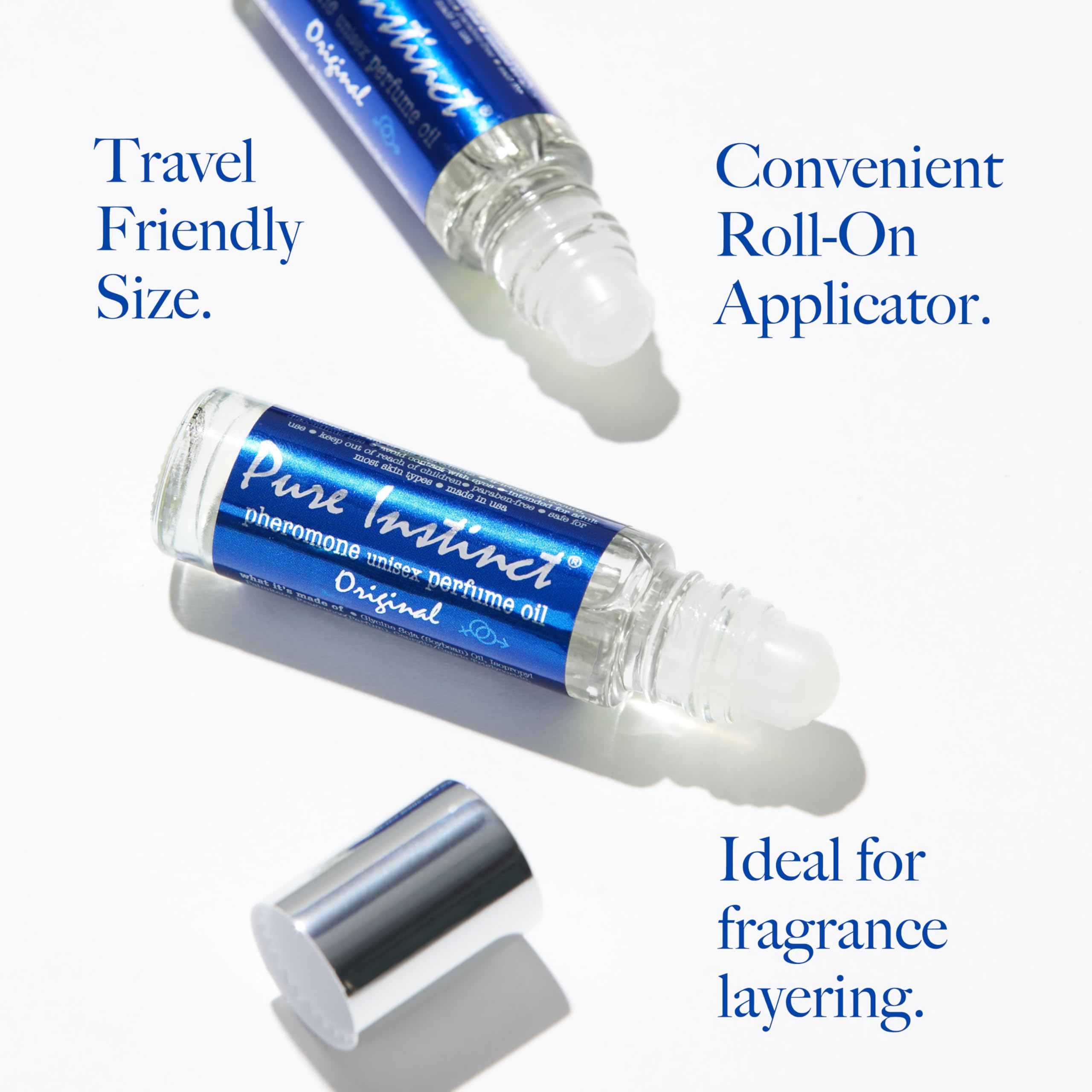 Pure Instinct Roll-On (2-Pack) - Original Pheromone-Infused Essential Oil Perfume Cologne - Unisex TSA Ready