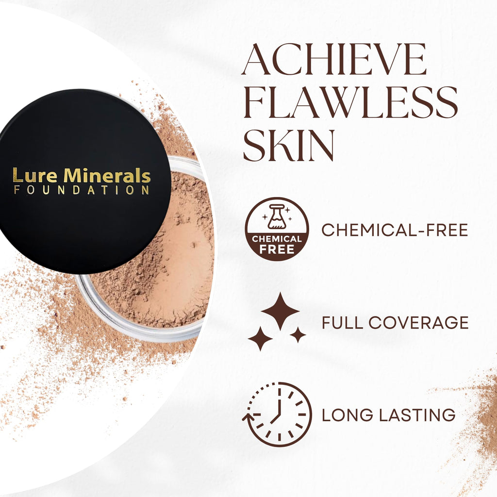 Pure Minerals ASC Lure Mineral Foundation Loose Powder 8g Sifter Jar – Free of Harmful Ingredients