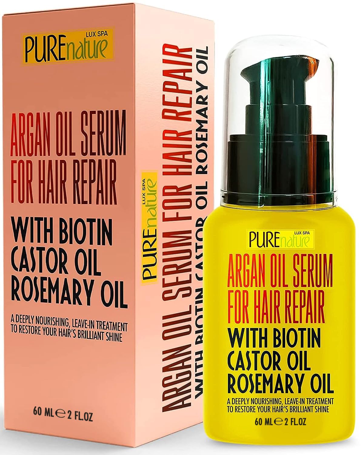 Pure Nature Lux Spa Moroccan Argan Oil Hair Serum – Heat Protectant & Anti-Frizz