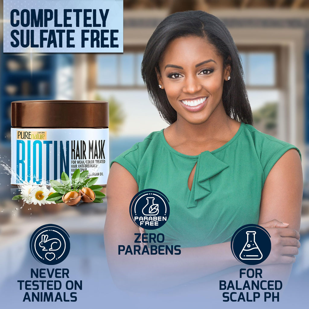 Pure Nature Lux Spa Biotin Hair Mask | Deep Conditioner with Collagen & Keratin