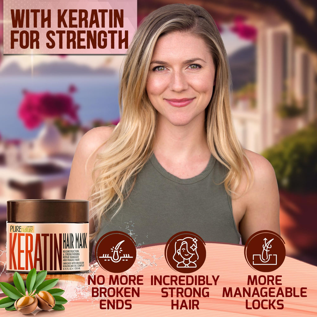 Pure Nature Lux Spa Keratin Hair Mask – Deep Conditioning with Collagen for Dry, Frizzy Hair