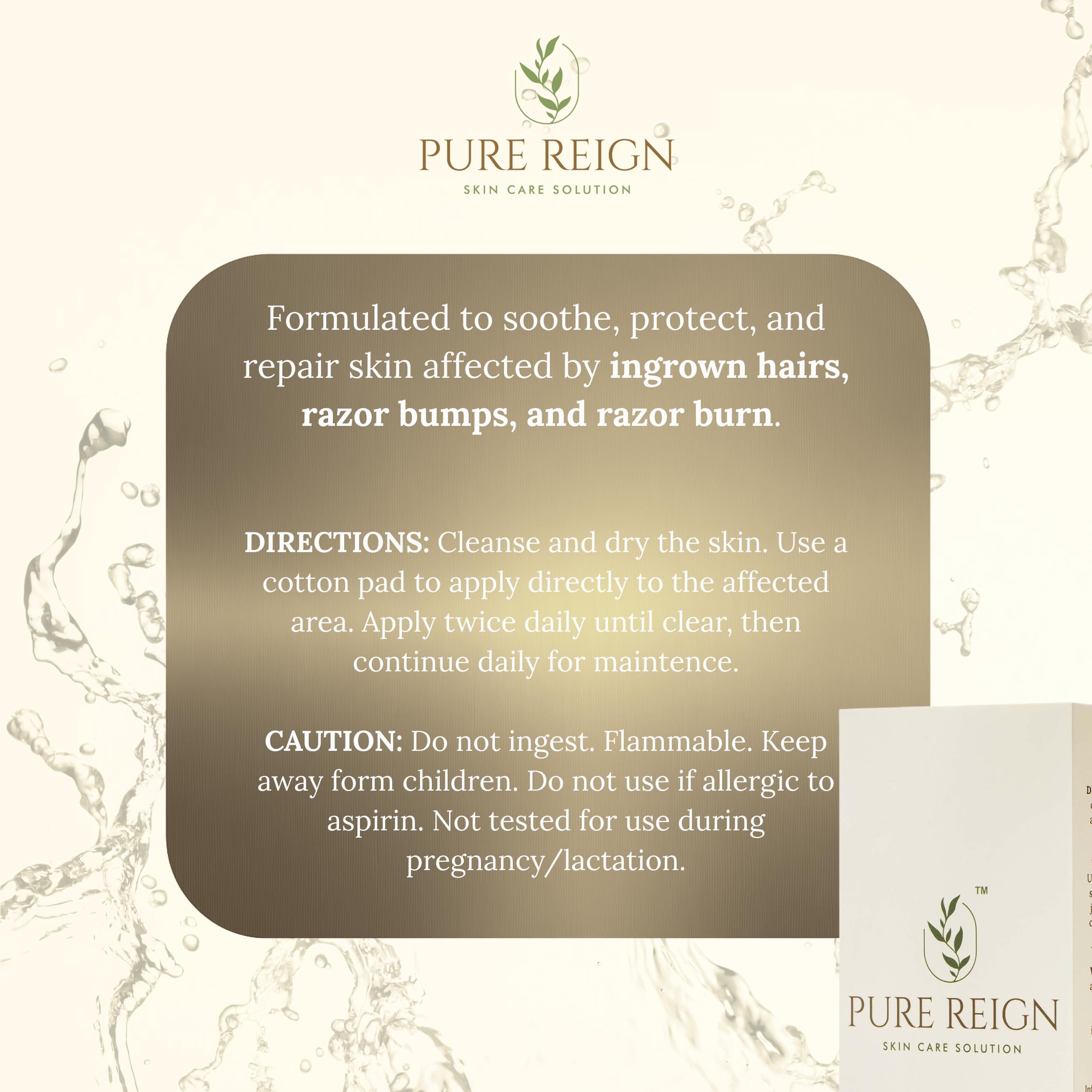 Pure Reign Skin Care Solution | Ingrown Hairs, Razor Bumps & Shaving Aftercare | 5oz (150ml)