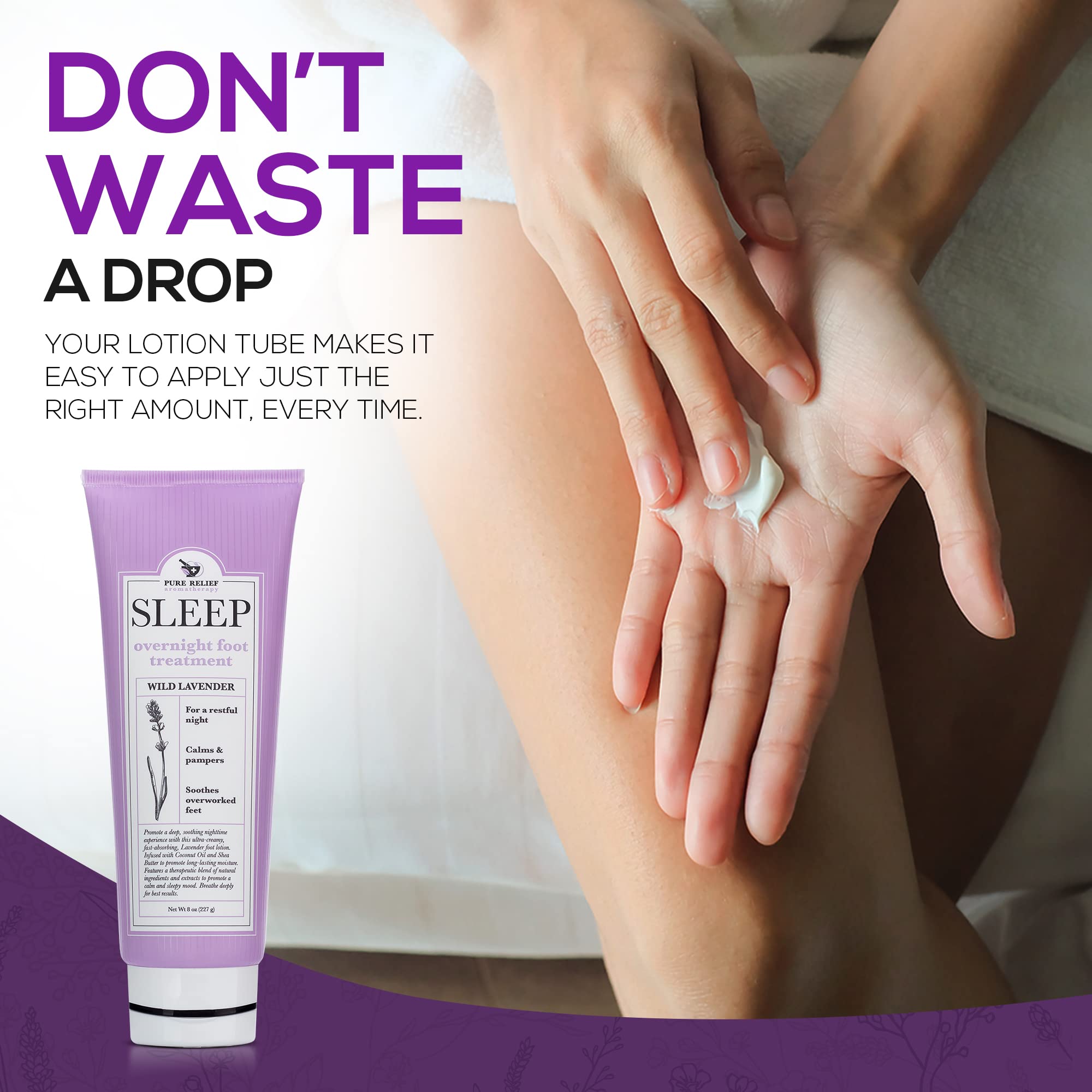 Pure Relief Relaxing Foot Lotion – Lavender Moisturizer with Shea Butter, Aloe & Coconut Oil – 8 Oz