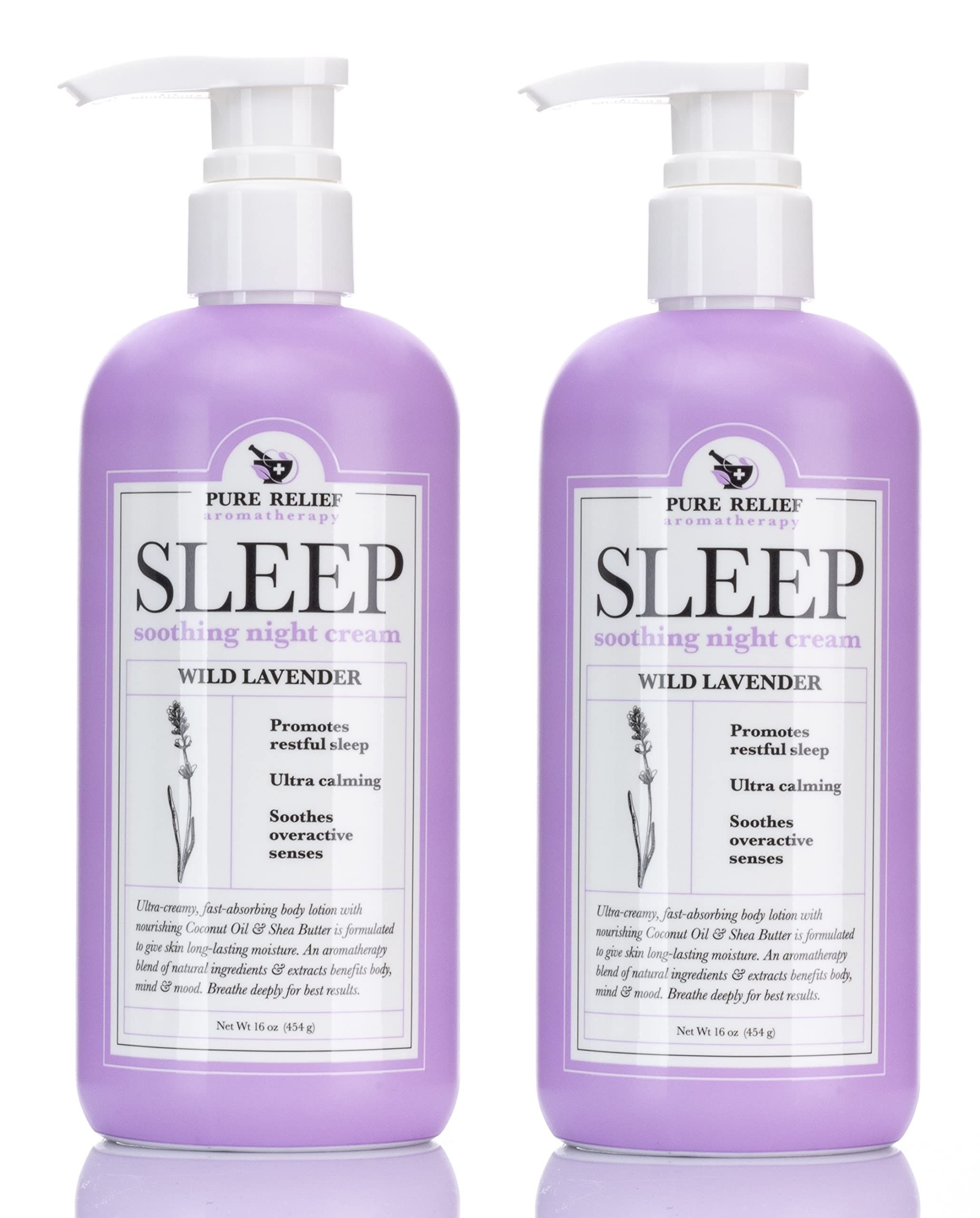 Pure Relief Lavender Sleep Body Lotion – 16 oz (2-Pack) with Shea Butter & Coconut Oil