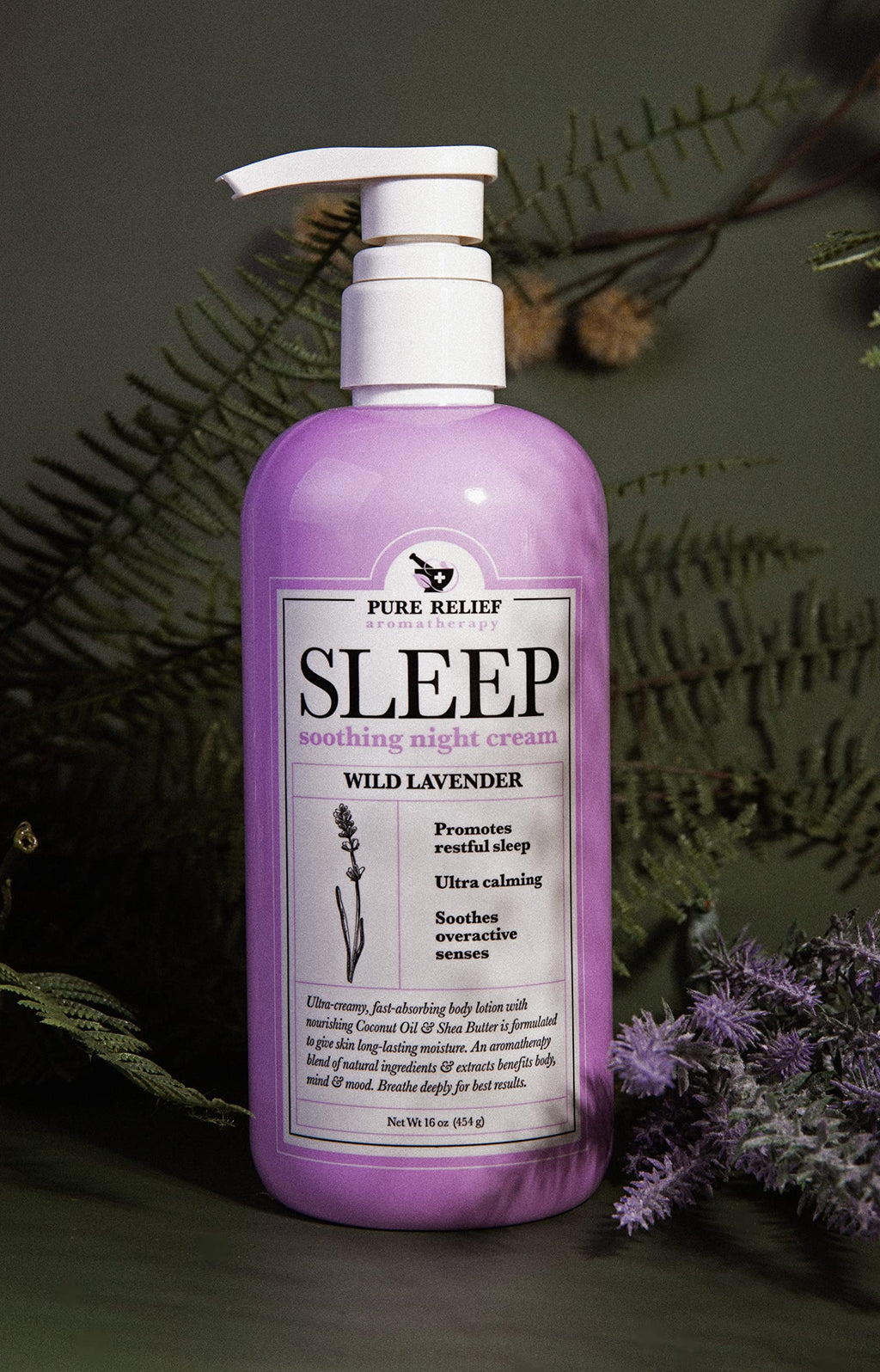 Pure Relief Lavender Sleep Body Lotion – 16 oz (2-Pack) with Shea Butter & Coconut Oil