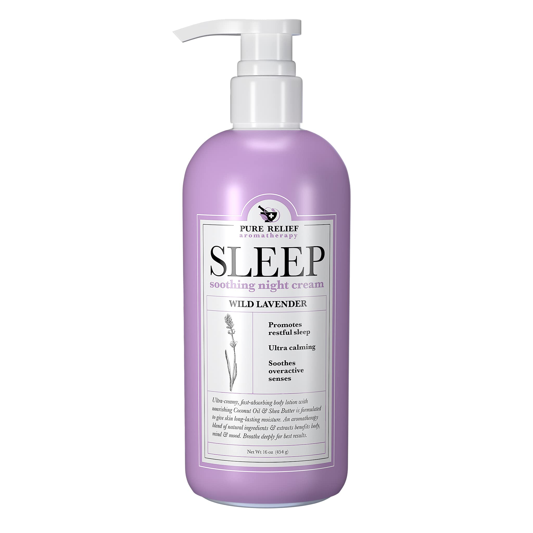 Pure Relief Lavender Sleep Body Lotion – 16 oz (2-Pack) with Shea Butter & Coconut Oil