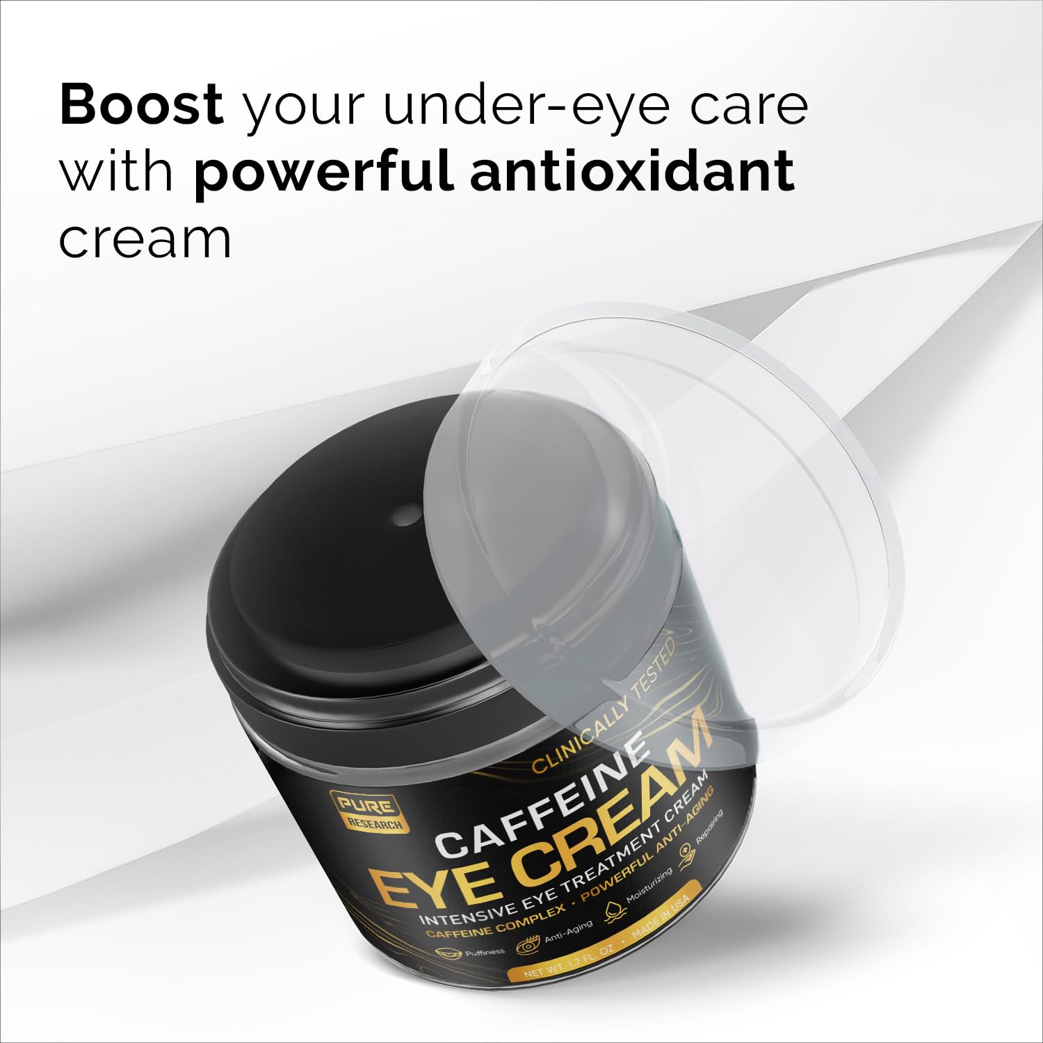PURE RESEARCH Caffeine Eye Cream – Anti-Aging, Dark Circles & Puffiness (1.7 oz)